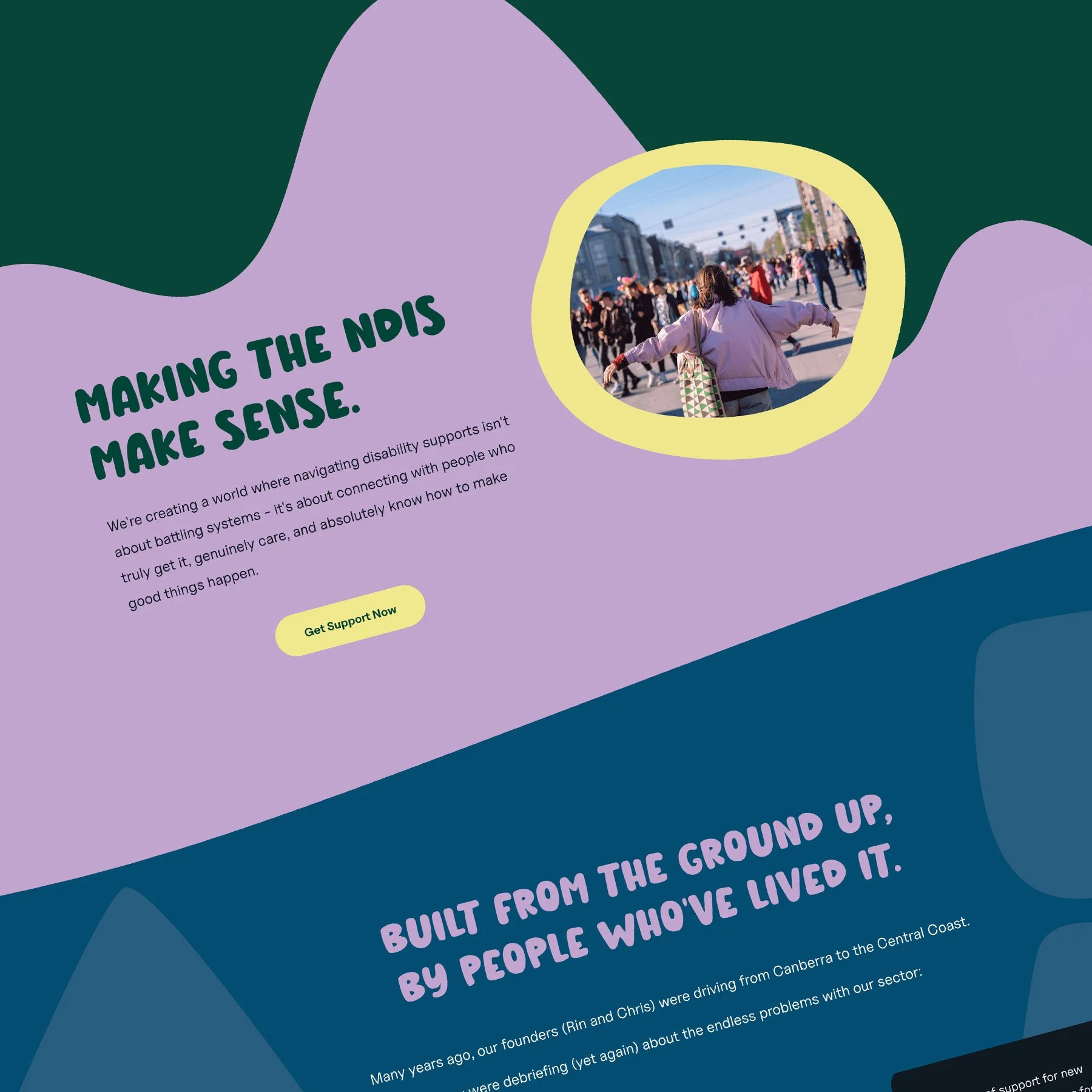 An angled screenshot of the Home page for The Upstream Collective