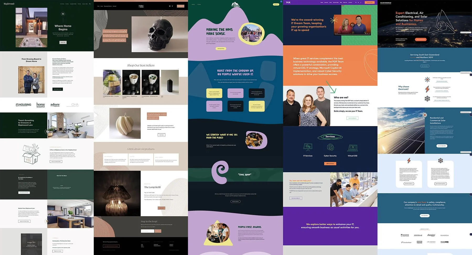 A collection of screenshots from previous client website projects for Kell Green Design.