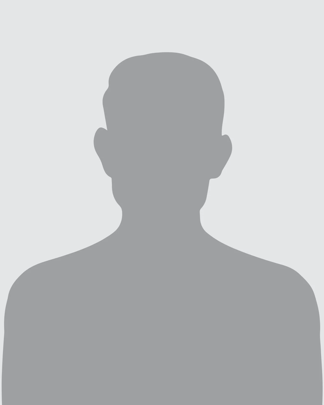 Silhouette of a person's upper body and head in gray, with no facial details, on a light gray background.