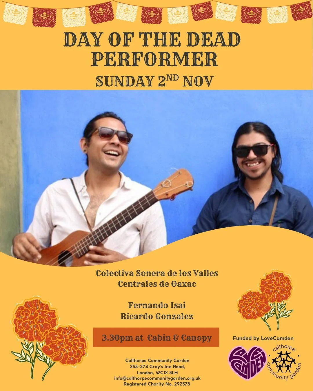 🌮Day of the Dead🇲🇽
Our programme for the day is now live. We are so grateful to have such amazing performers at our Day of the Dead event. Be sure to make it down to Calthorpe to enjoy the festivities. Bring photos of your loved ones to place on