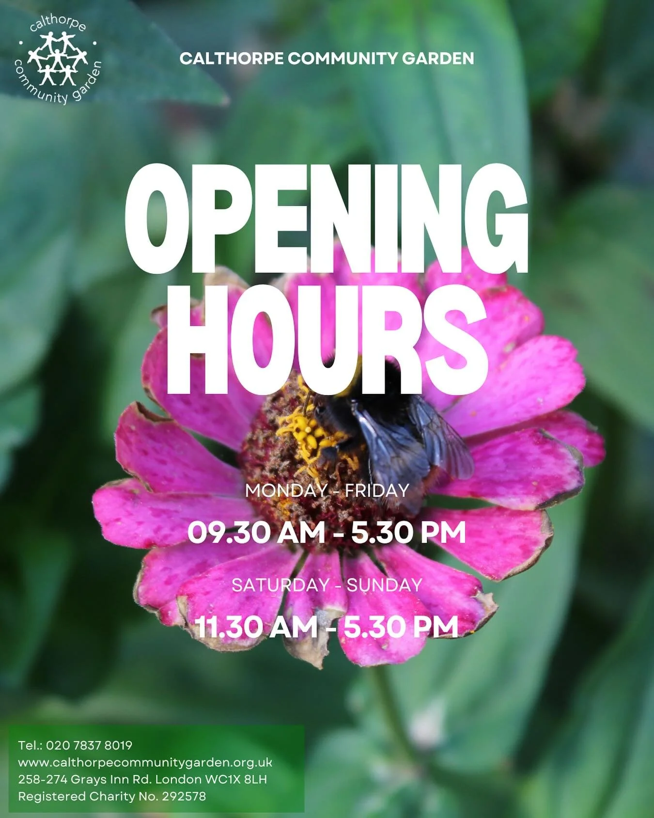From today our opening hours have changed to Monday - Friday 9:30am until 5:30pm and Saturday - Sunday 11:30am until 5:30pm. This will be all year round.
