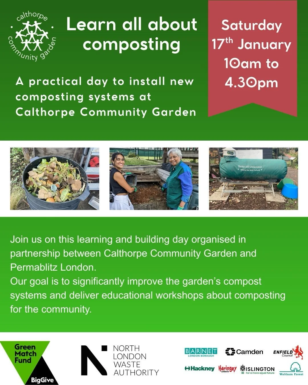 🌿 Build &amp; Learn: Composting Day at Calthorpe Garden! 🌿
Join Calthorpe Community Garden &amp; Permablitz London for a hands-on day of building, learning, and community action.

🔨 The Project: We&rsquo;re doubling the garden&rsquo;s capacity by 