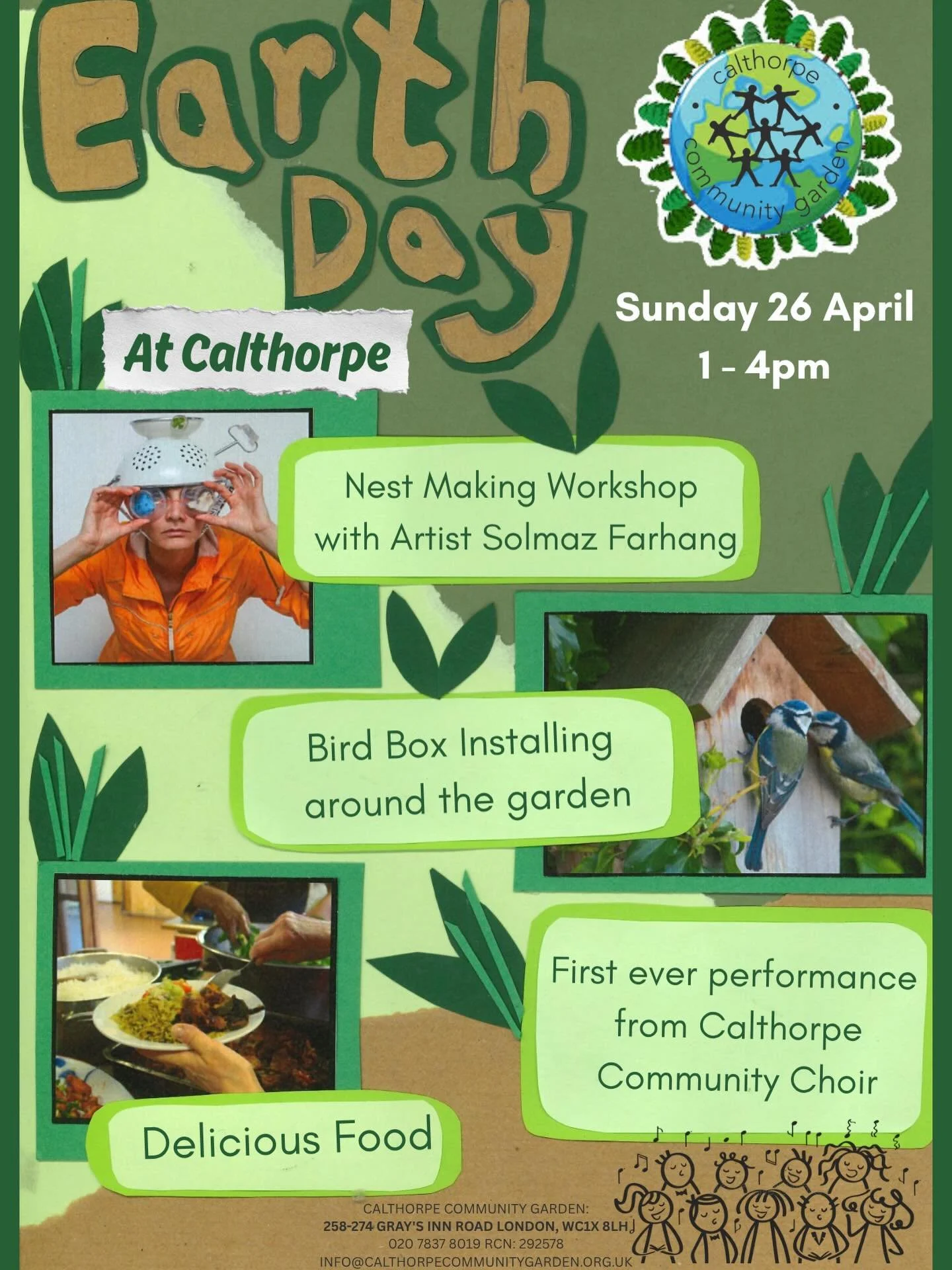 🌏🎶Join our Earth Day celebration with nest making workshops, bird box installing, and the very first performance from our Calthorpe Community Choir. Come along to cheer them on!

🗓️Sunday 26 April
⏰1-4pm
📍Grays Inn Road 258-274, WC1X 8LH
🎟️ Free
