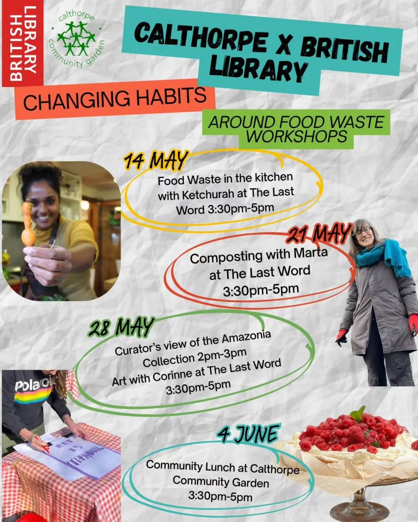 Join Calthorpe Community Gardens at The British Library's engagement hub, The Last Word, for a series of workshops on changing habits around food waste.

Learn how to make small changes to reduce your food waste at home and expand awareness on how we