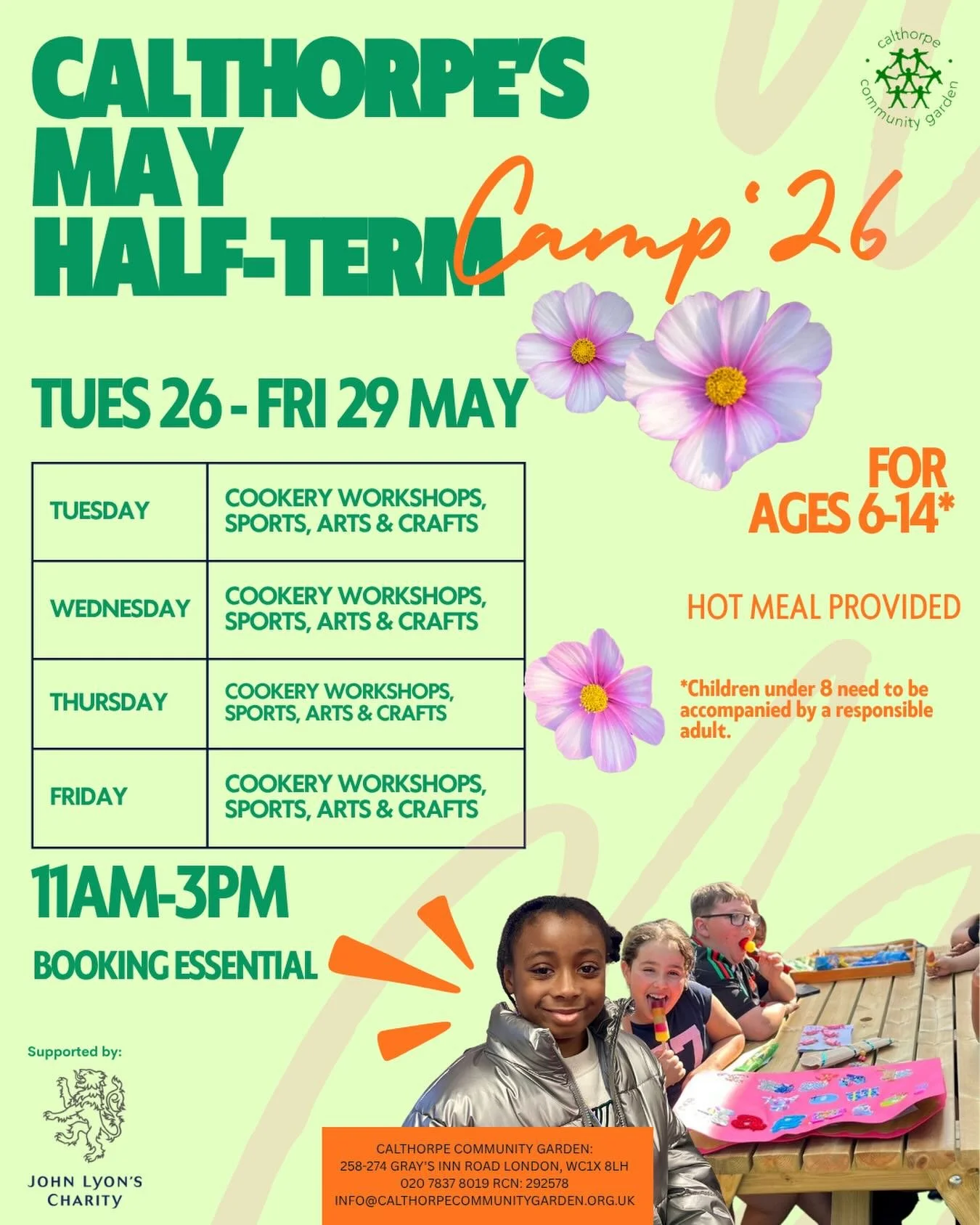Looking for activities for children during the half term? Calthorpe will be running cookery workshops, sports activities and creative art session making Amazonian sculptures. 

🗓️Tuesday 26th - Friday 29 April
⏰ 11am-3pm
🎟️ Free, sign up via our we