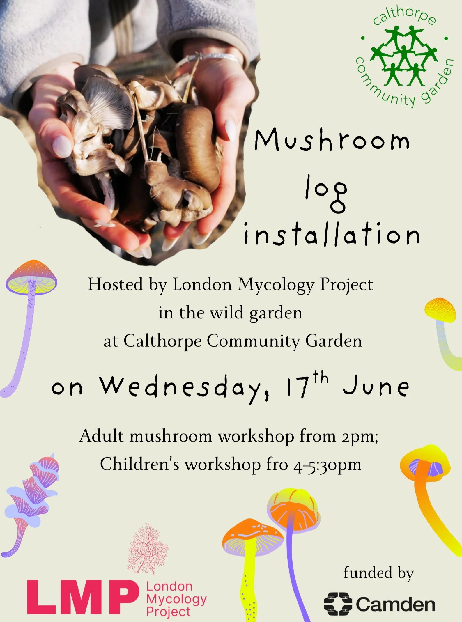 Learn about mushroom cultivation and help us establish a mushroom growing area in our wild garden with @londonmycologyproject 

Join us at Calthorpe Community Garden to learn about mushroom cultivation at a workshop hosted by the London Mycology Proj