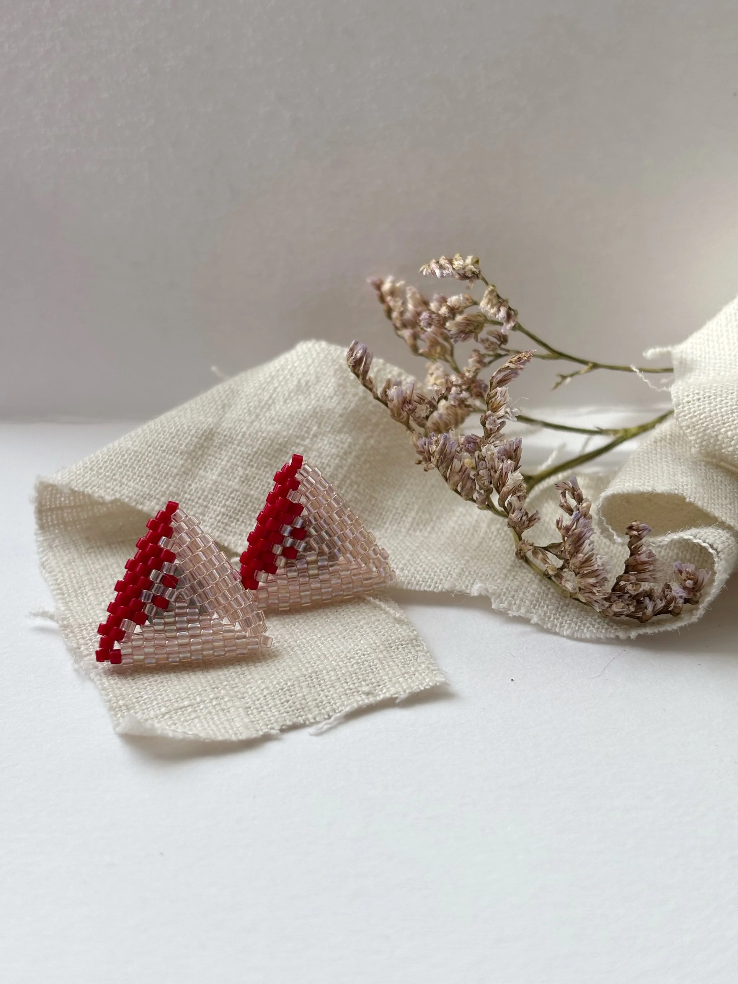 Diana Stud Earring in Rose and Matt Red.