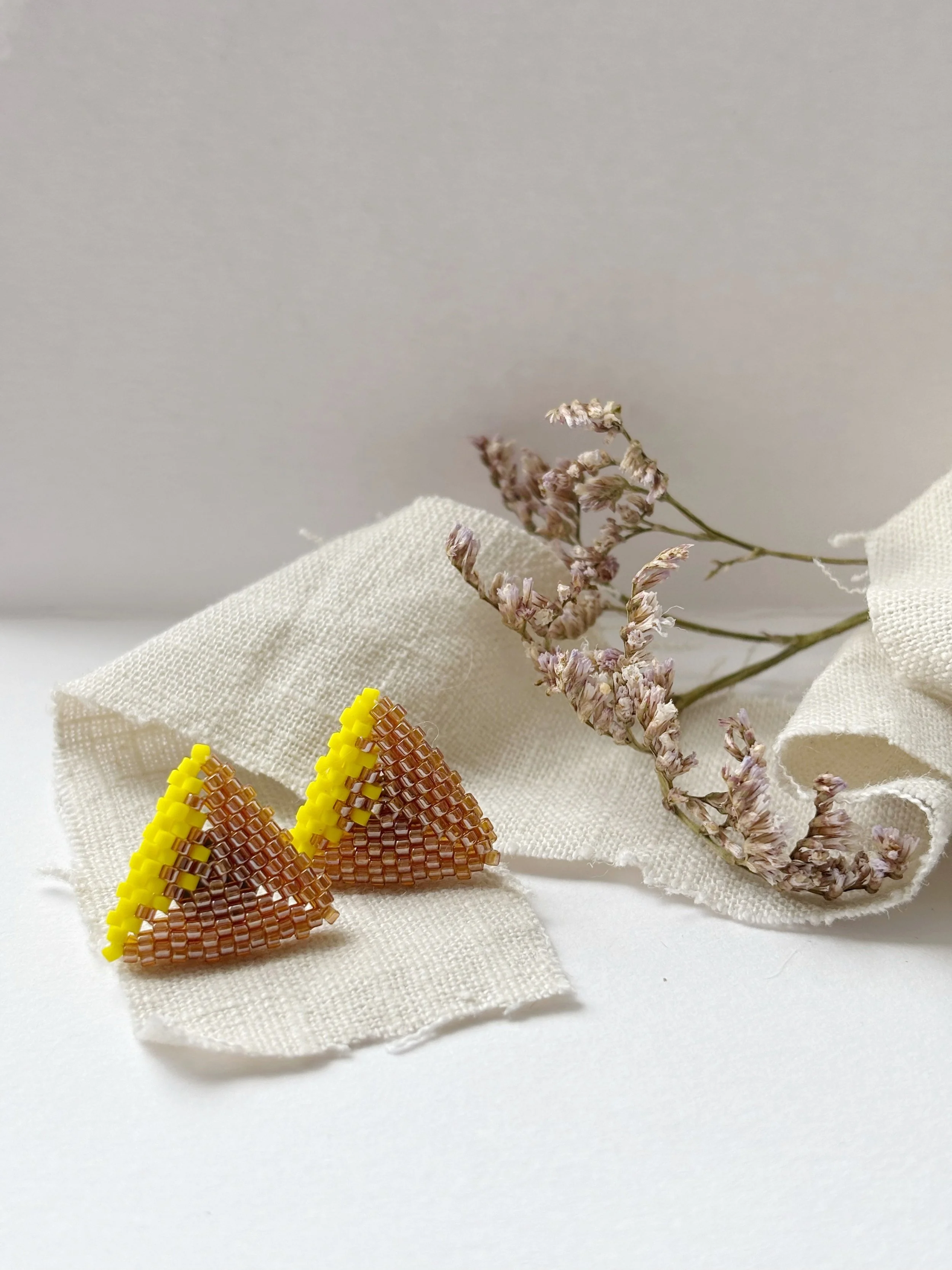 Diana Stud Earring in Honey and Matt Yellow.