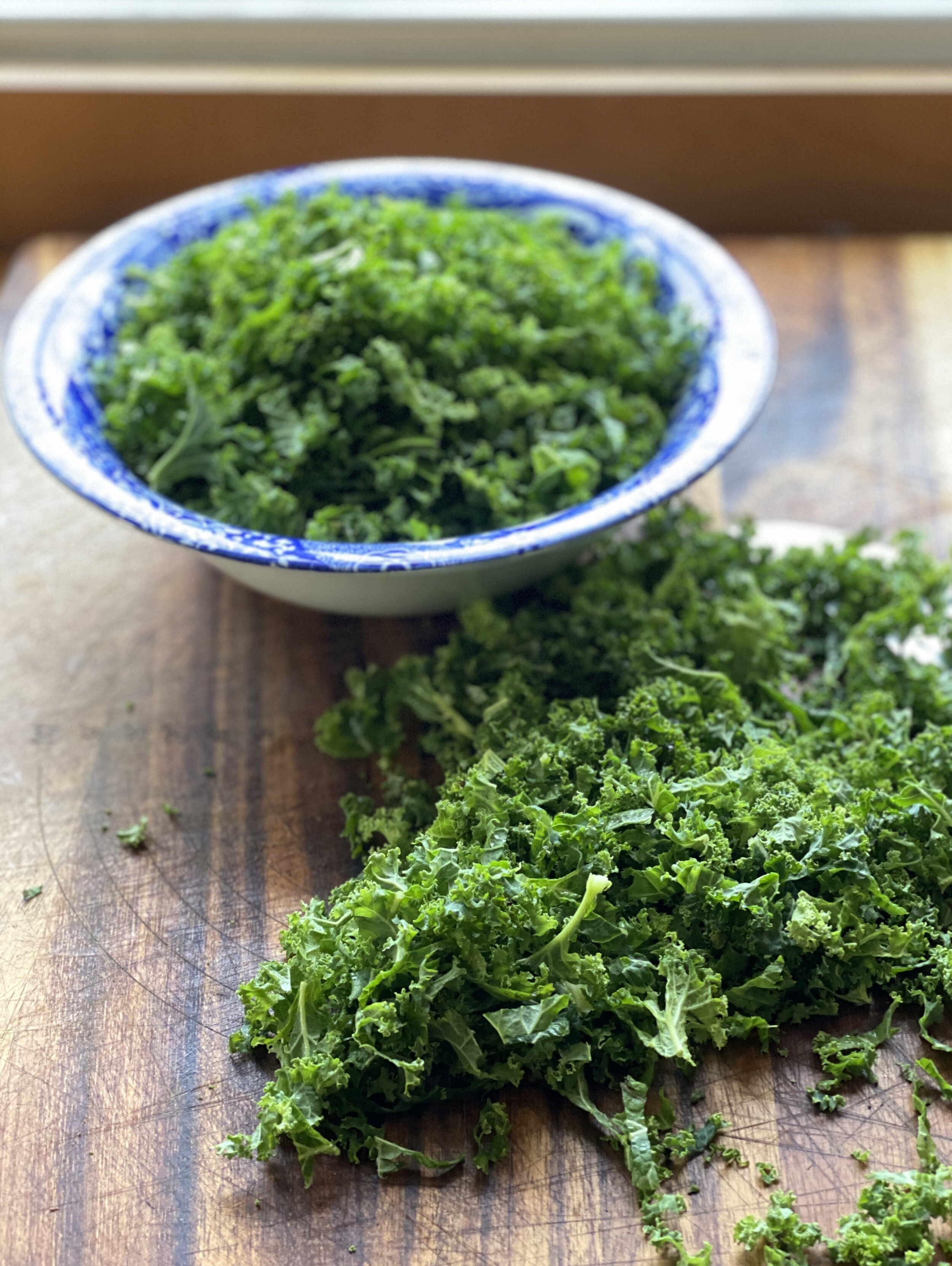 Curly kale chopped and place in a salad bowl