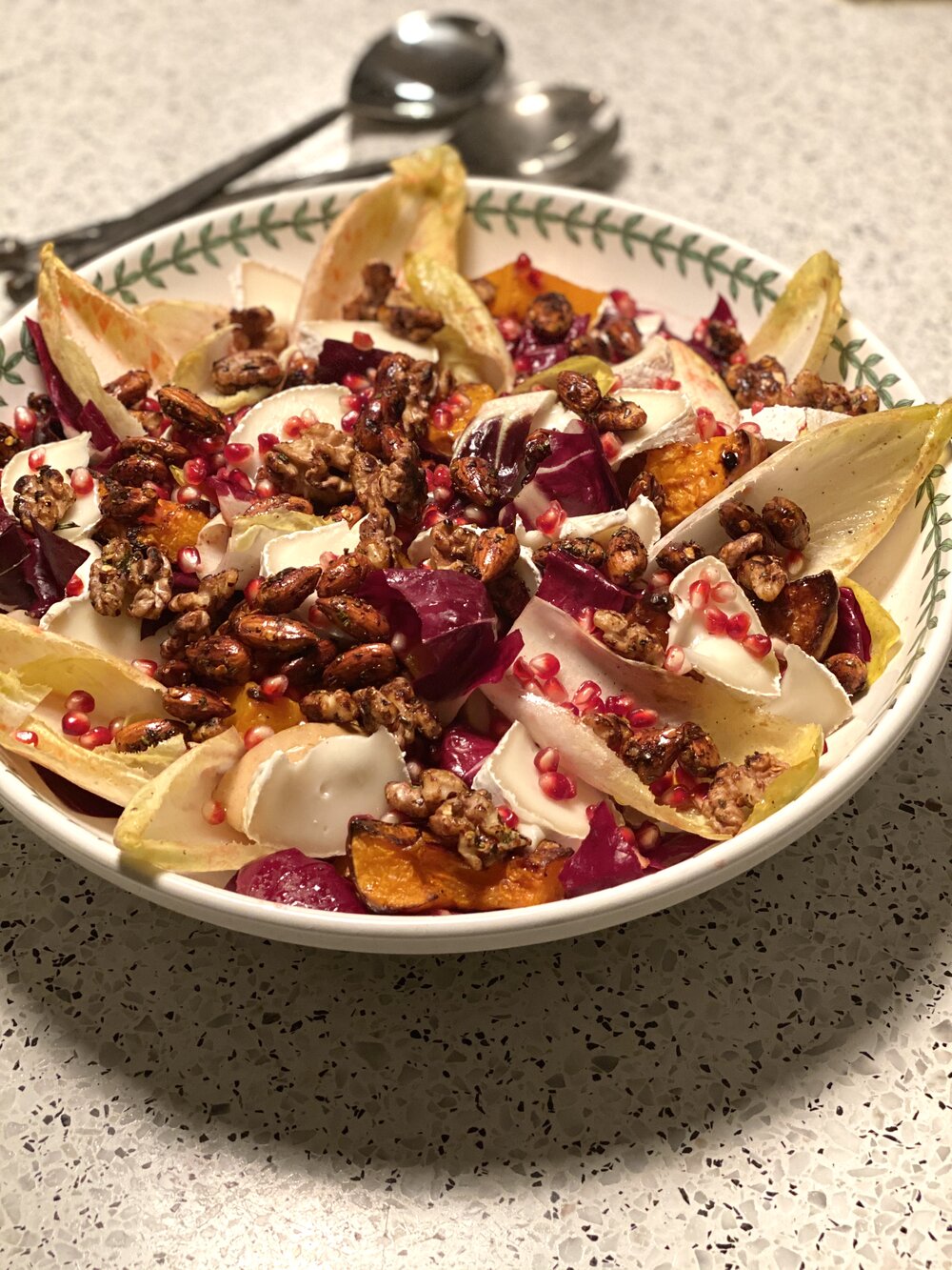 Roasted butternut, pomegranate and goats cheese salad