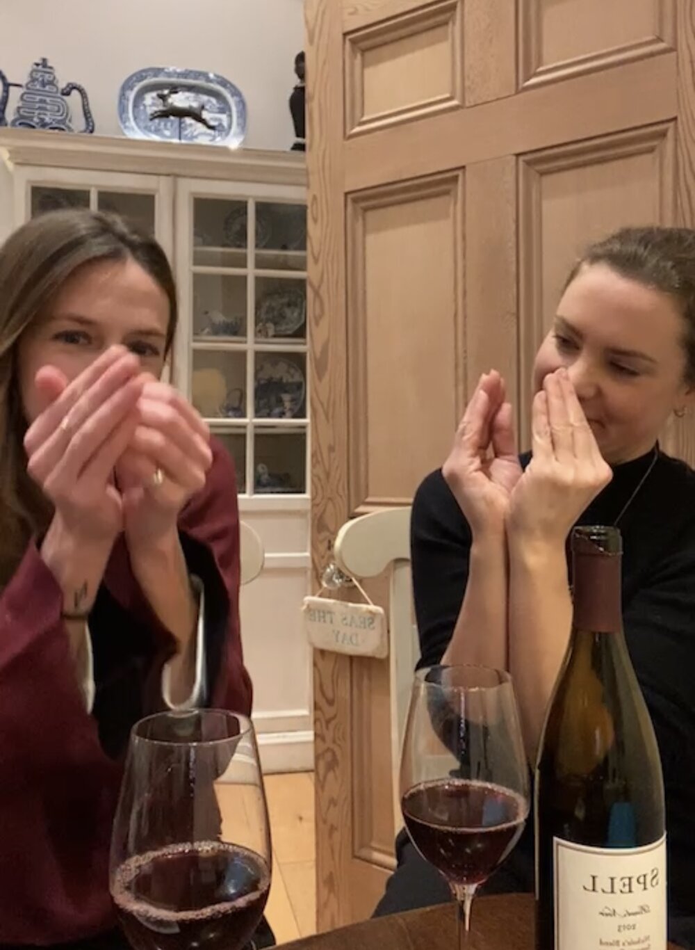 Joey and Katy tasting Pinot Noir during Grape Minds on IGTV Live.