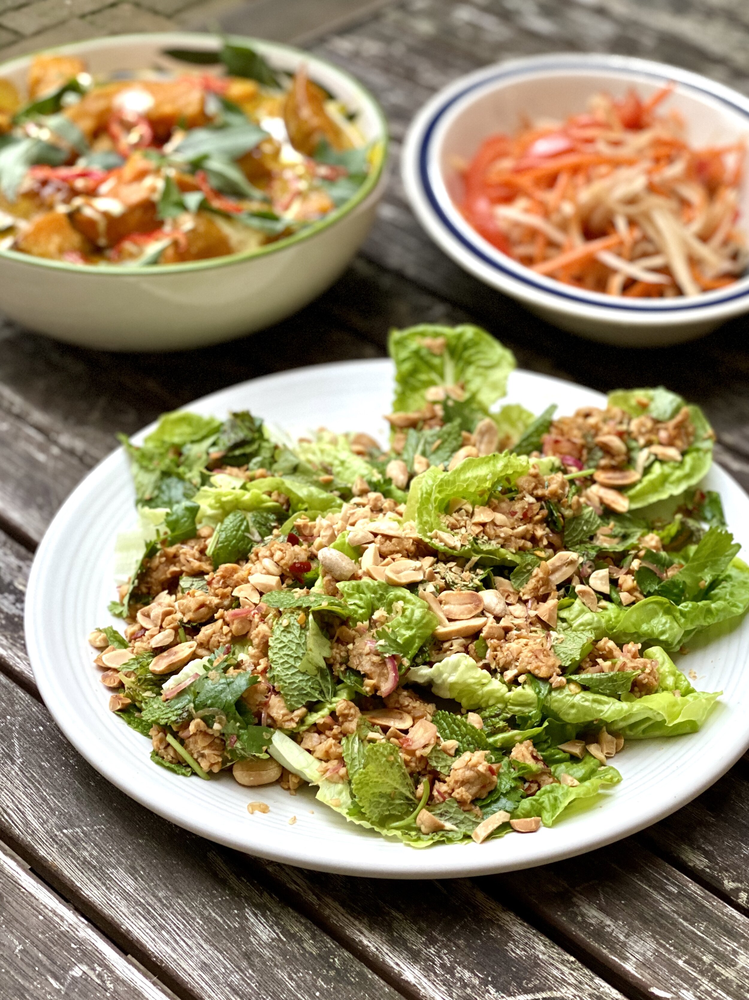 Peanut &amp; tempeh laab with zingy lime dressing