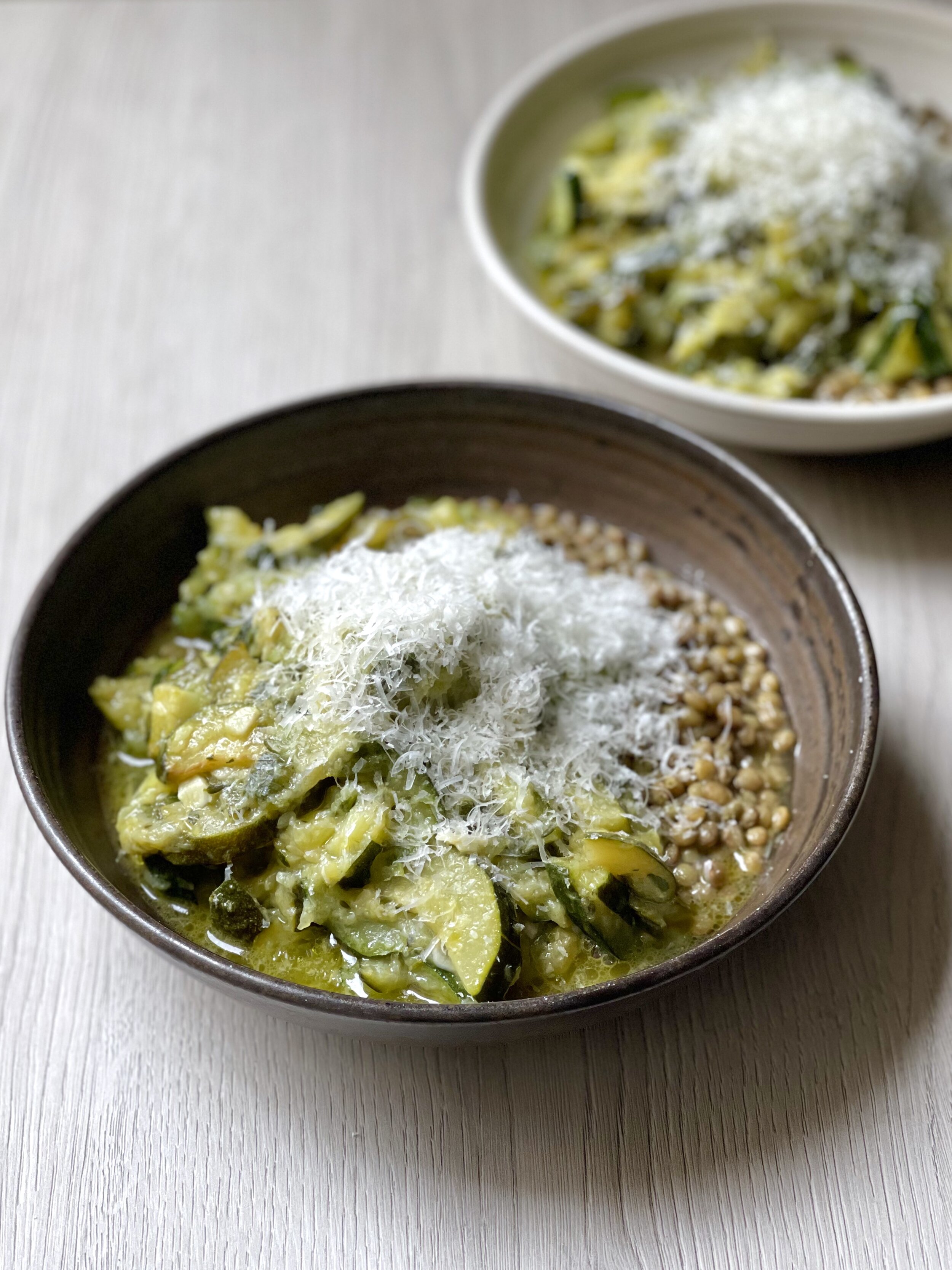 Slow-cooked courgettes with parmesan