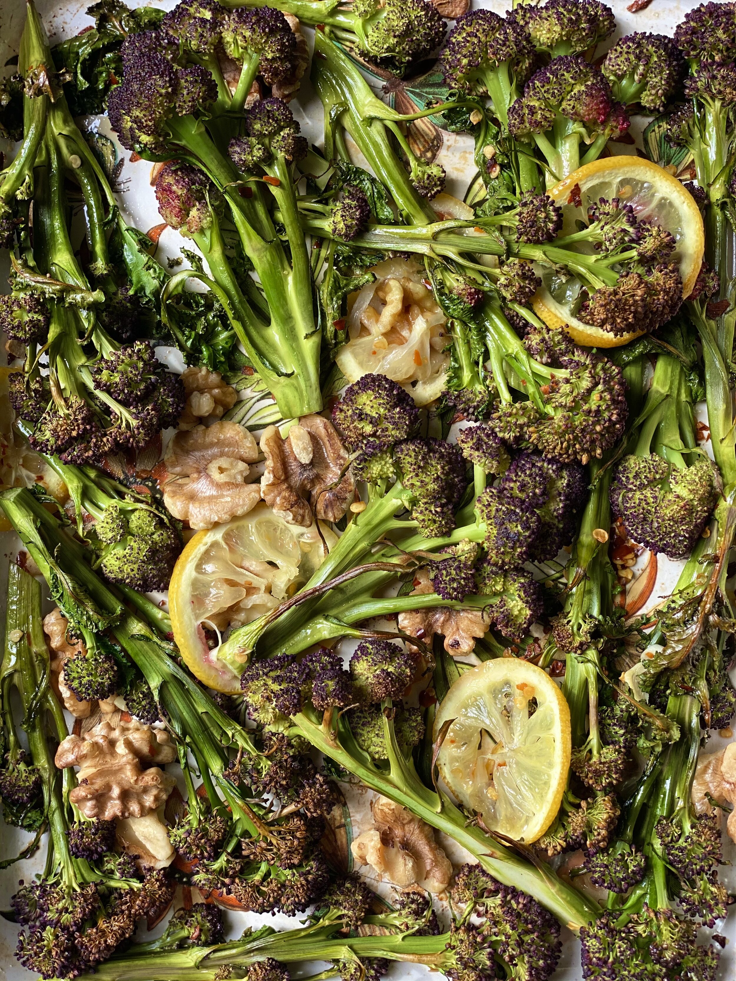 Roasted purple sprouting broccoli