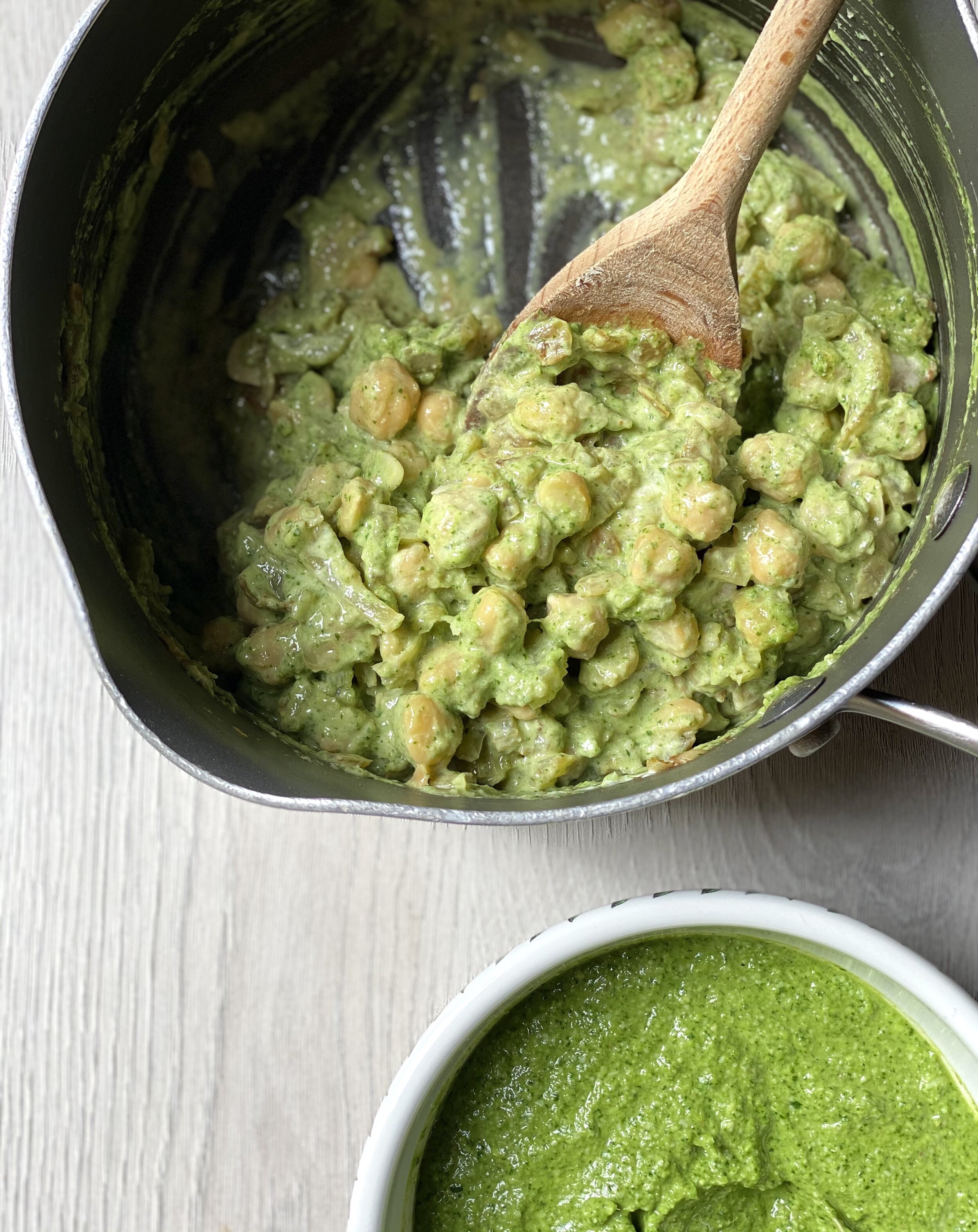 Watercress pesto chickpeas