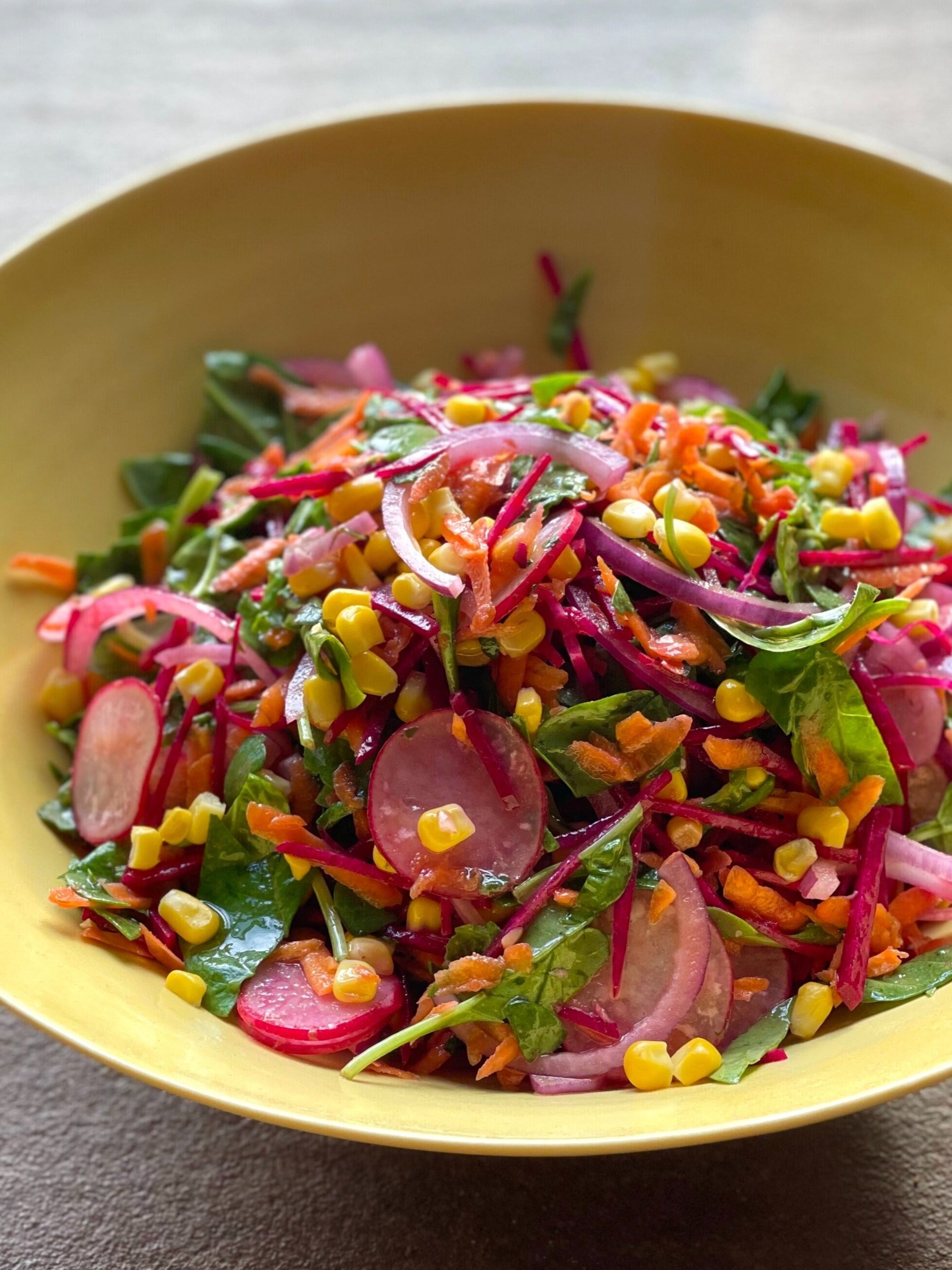 A vegan chopped rainbow salad