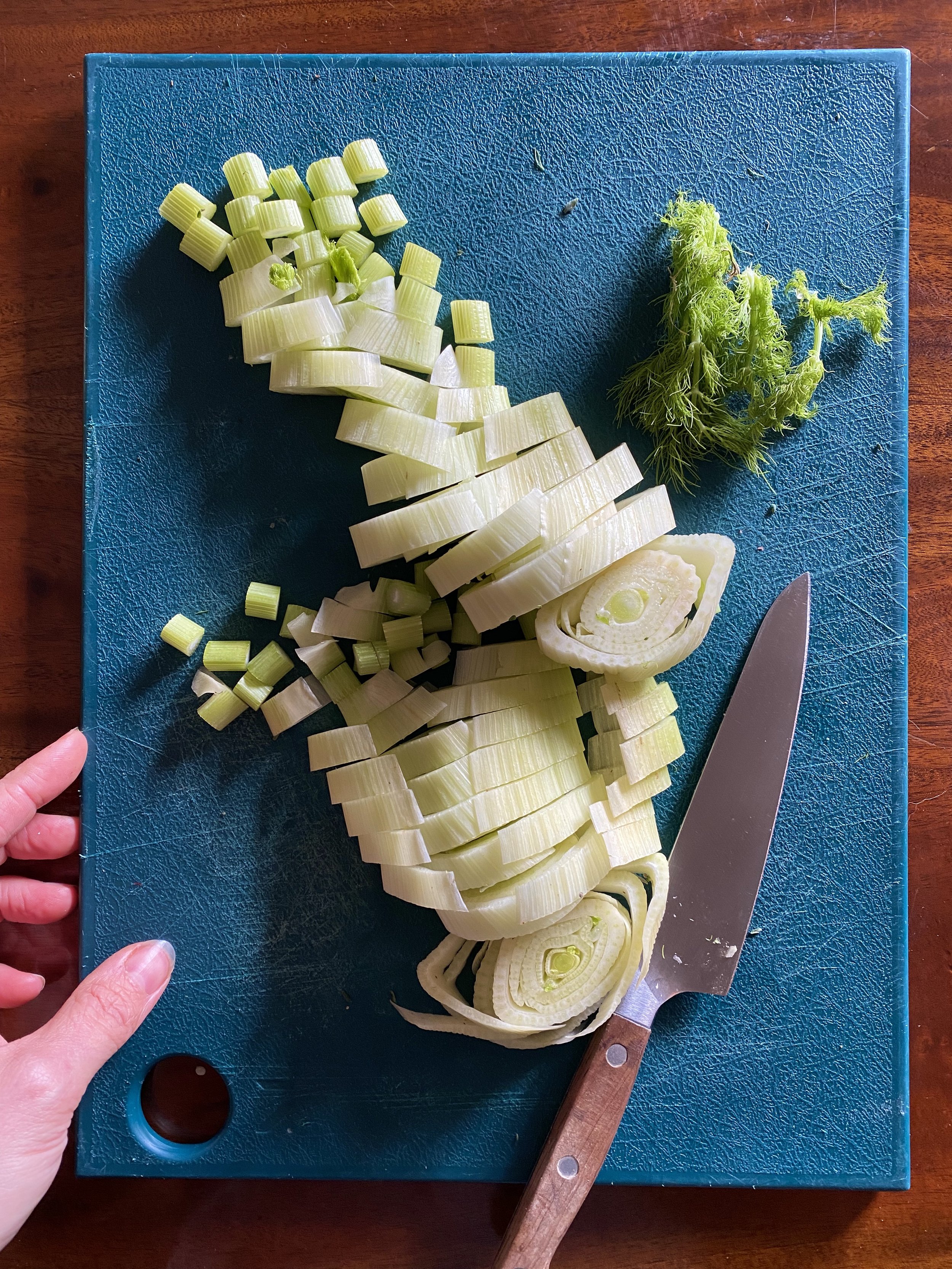 Sliced fennel for a vegcentric recipe