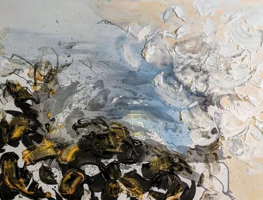 “In The Beginning” is a meditation on the creation story in Genesis. It is currently part of our charity art auction for Fei Yue.