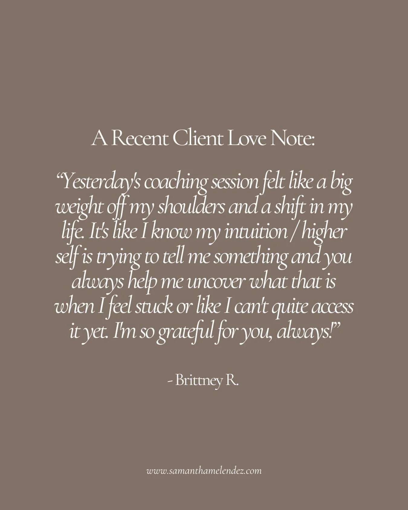 This one hit my heart 🥹✨

There is nothing more meaningful to me than being trusted with this kind of work &mdash; the space between where you are now and what your intuition/higher self/future self already knows is possible.

Coaching isn&rsquo;t a