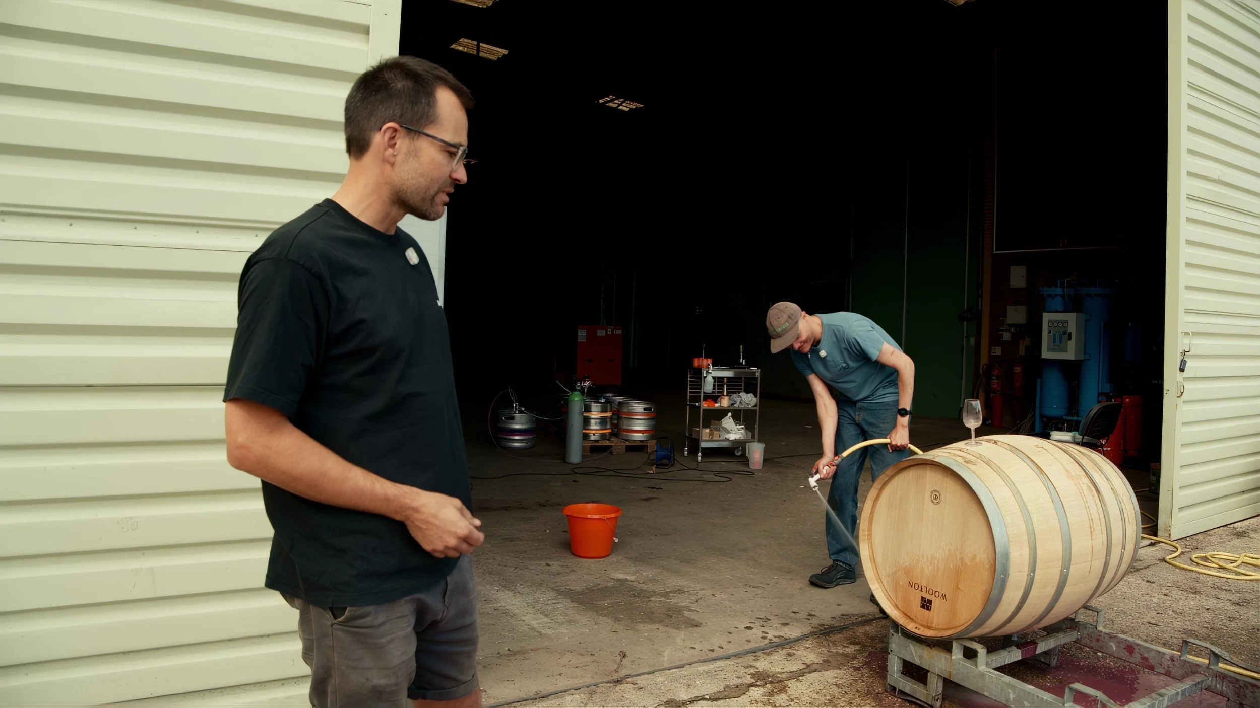 Woolton Farm winemakers in their cellar