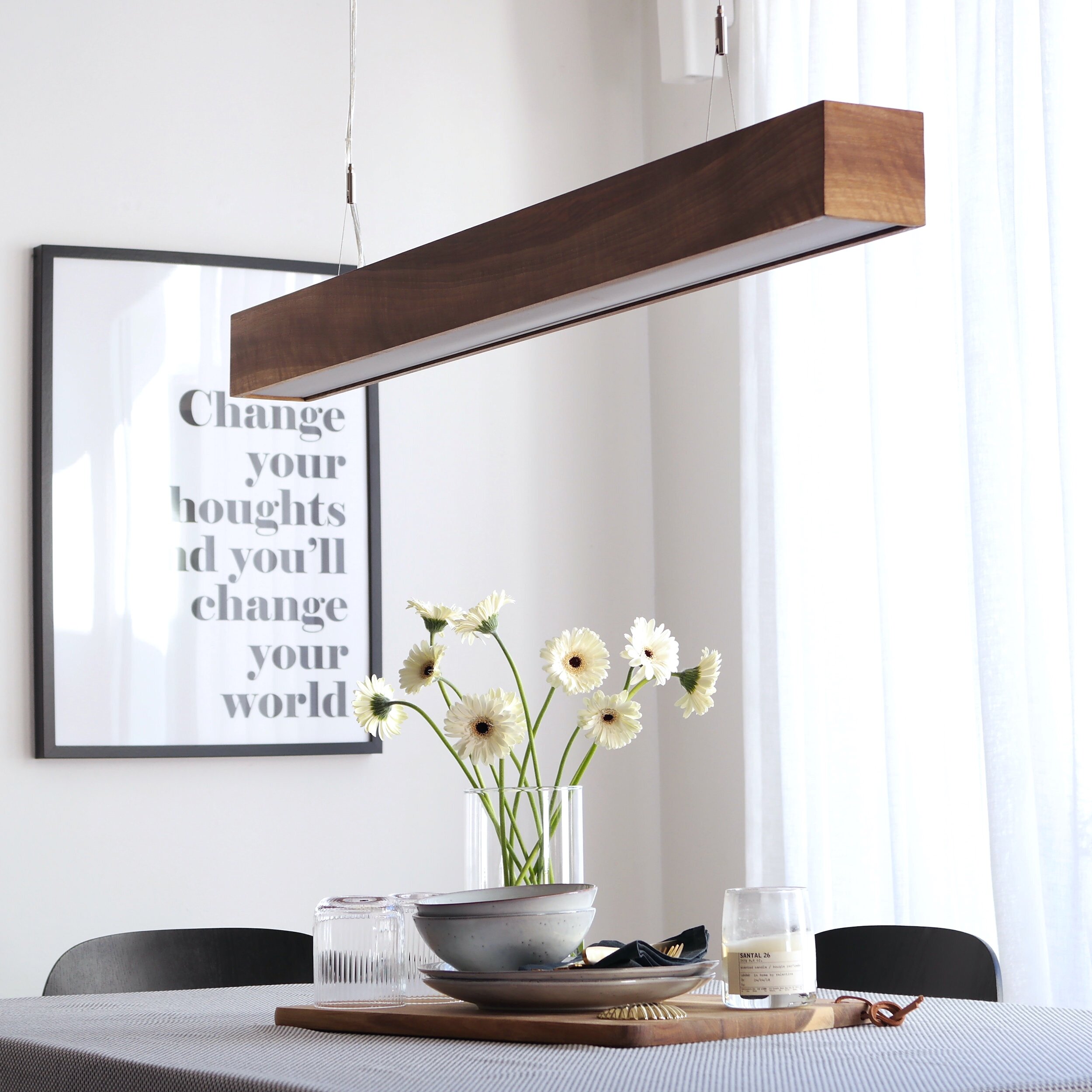 Für Büro und Home Office, LED Pendelleuchte Serie Office - The Walnut,  Nussholz Natur | Lignalux - Leuchten aus Holz