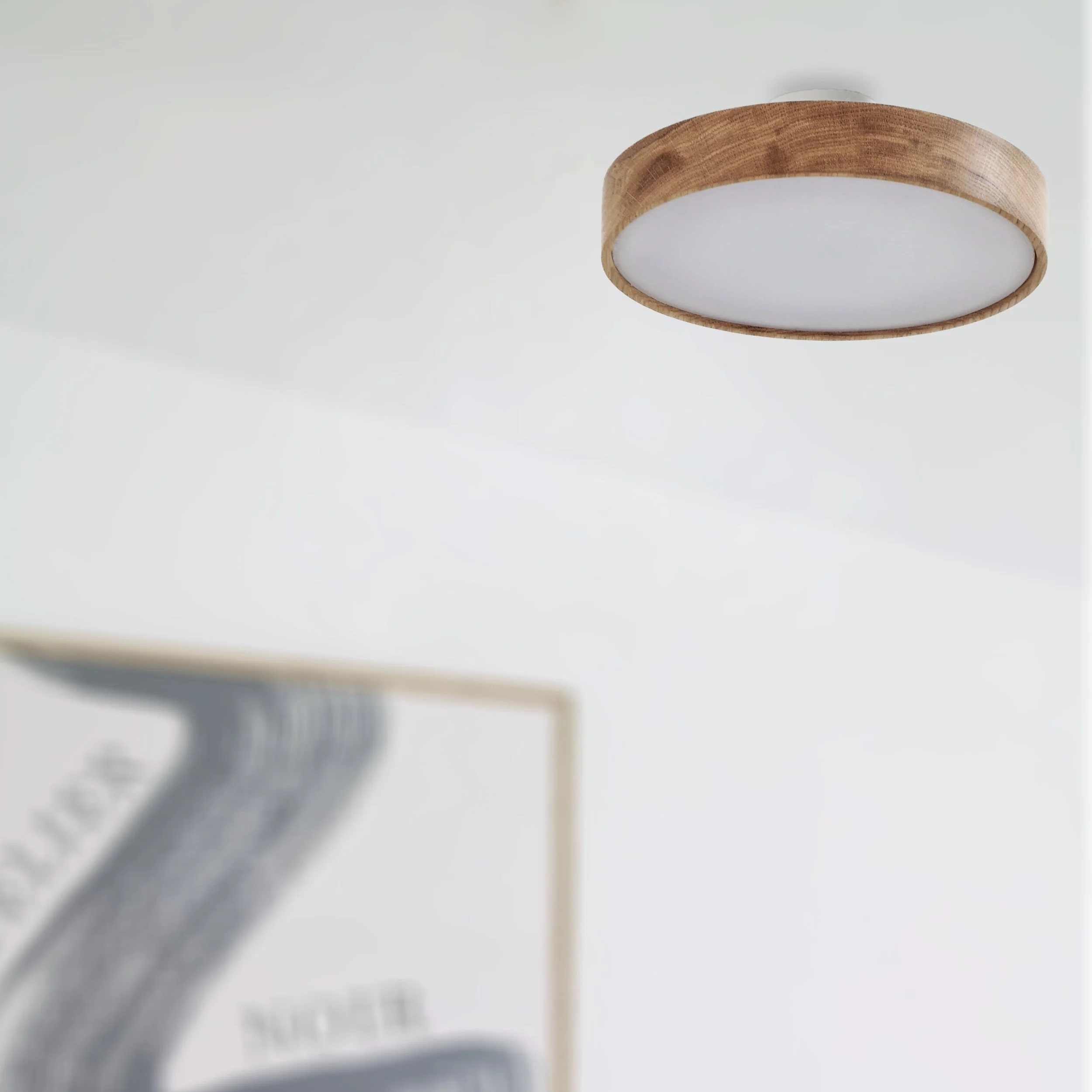 Lilu M - dimmbare LED Pendelleuchte aus massivem Holz in Eiche natur mit opaler LED Abdeckung! Made in Austria.