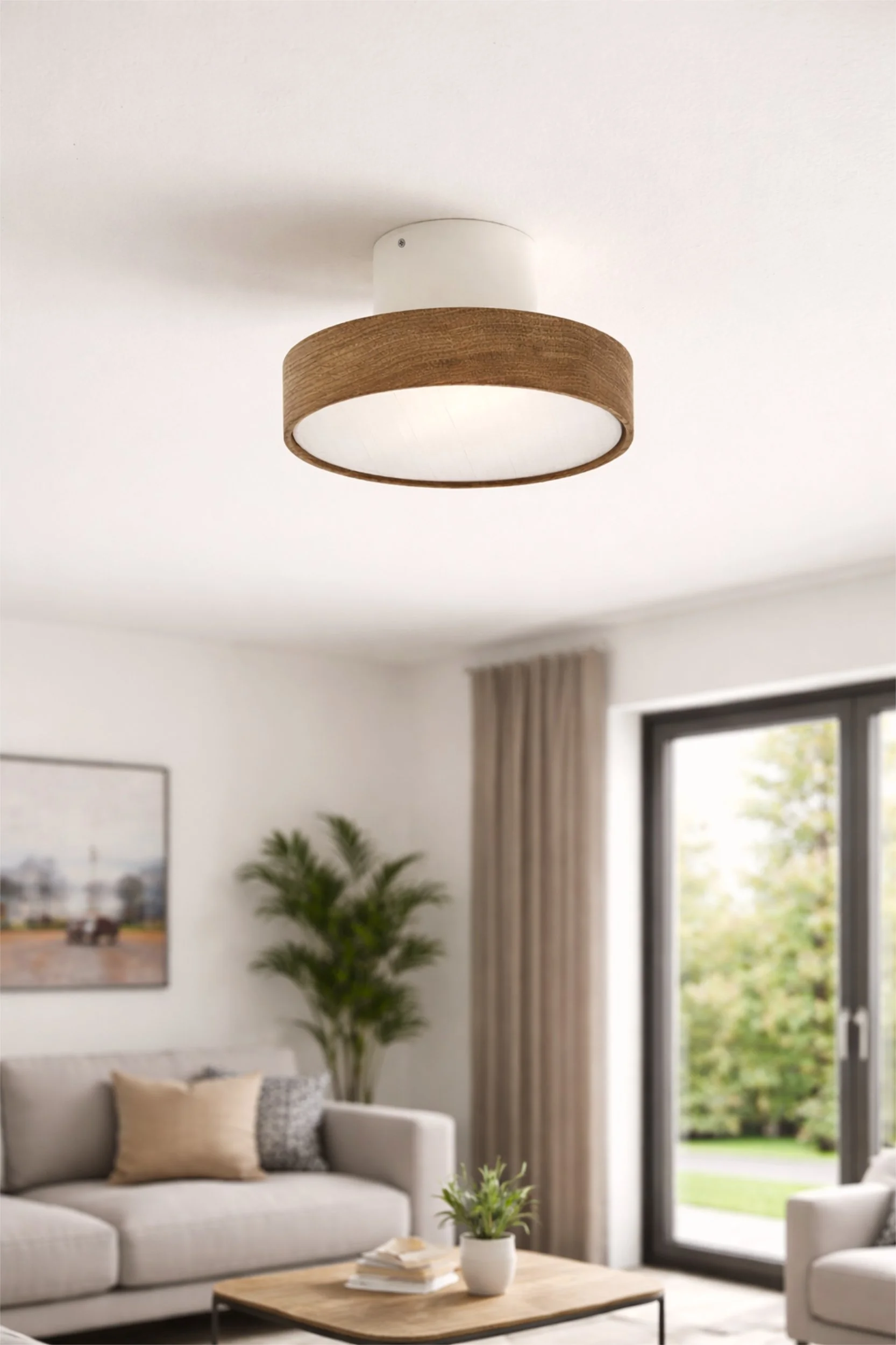 Lilu M - dimmbare LED Pendelleuchte aus massivem Holz in Esche natur mit opaler LED Abdeckung! Made in Austria.