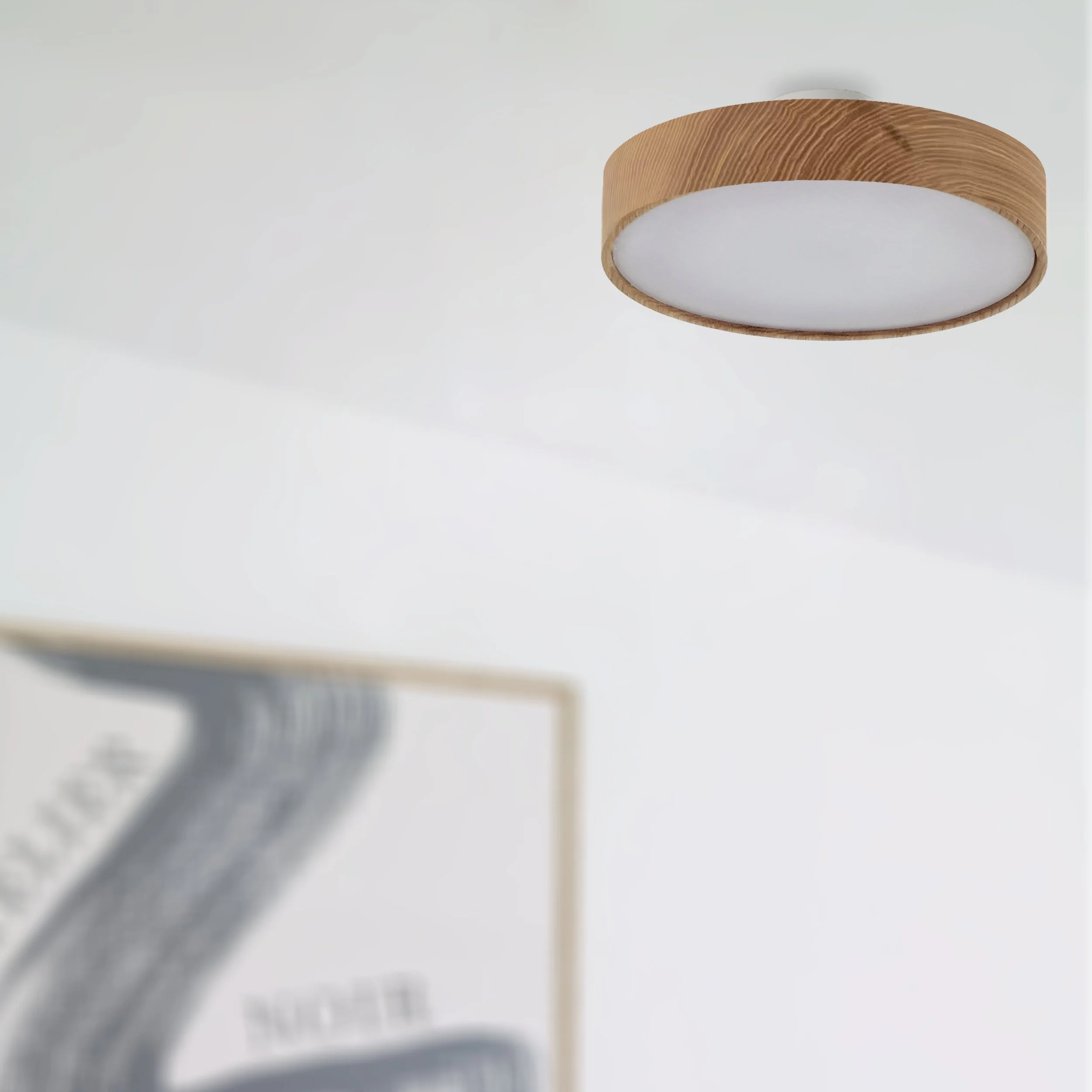 Lilu M - dimmbare LED Pendelleuchte aus massivem Holz in Esche natur mit opaler LED Abdeckung! Made in Austria.
