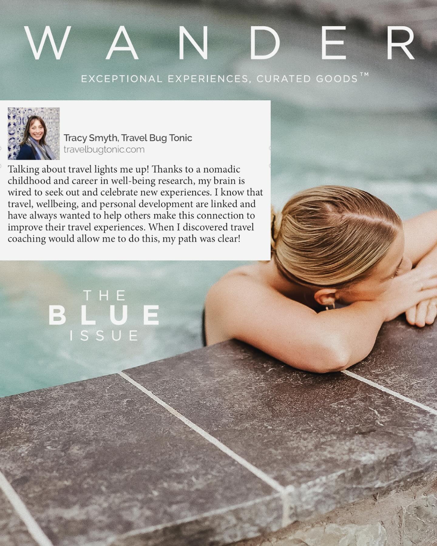 Thrilled to have a wee feature in Wander magazine! An incredibly beautiful magazine that celebrates what I cherish: travel and well-being. 
💚
Grateful for the opportunity as a certified Travel Coach through @thetravelcoachnetwork 
.
Check out all th