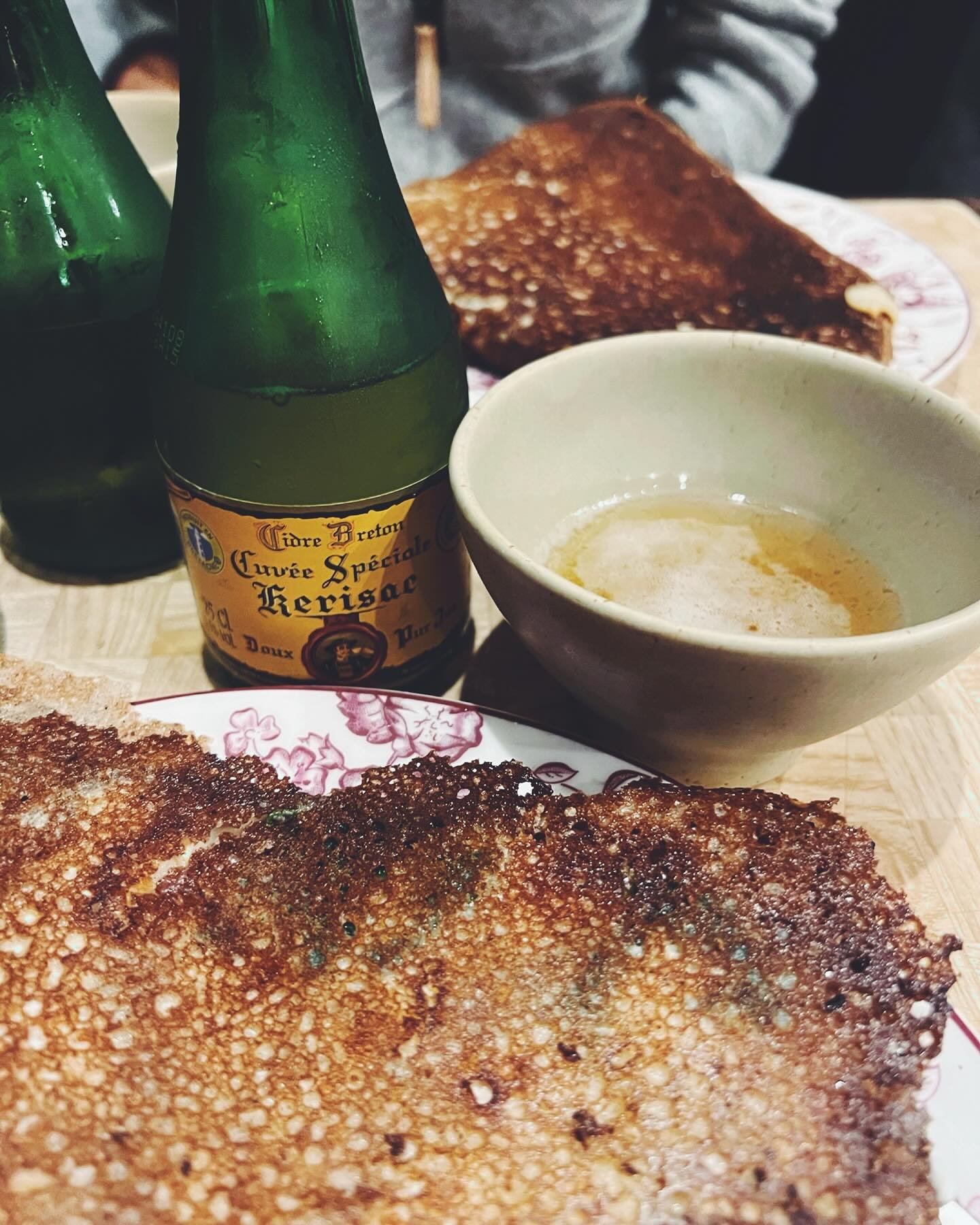 Crepes and cider at La Creperie de Josselin  in the 14th arrondissment. Montparnasse apparently has one of the best crepe scenes in Paris. The street is lined with creperies - but this one is said to be tops. 

My biggest regret is that my friend and
