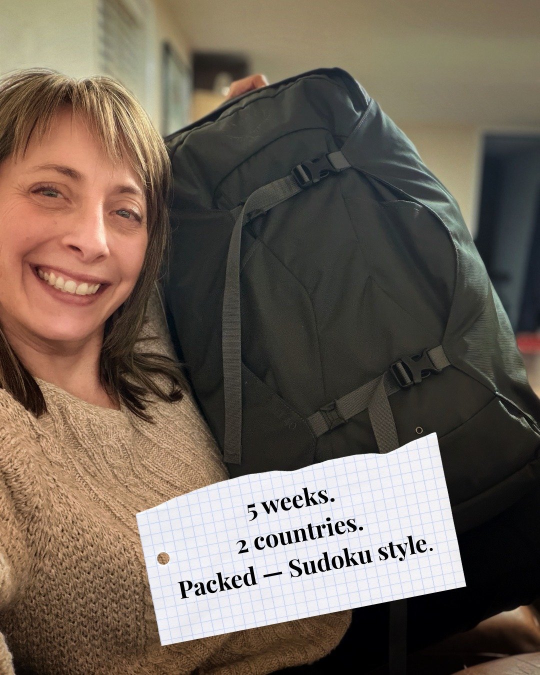 I&rsquo;m pretty comfortable packing light.
But 5 weeks across Spain and Morocco with mountains, cities, ocean, cold nights and warm days still requires a bit of strategy.

So I tested the &ldquo;Sudoku&rdquo; packing method.
3 tops
3 layers
3 bottom