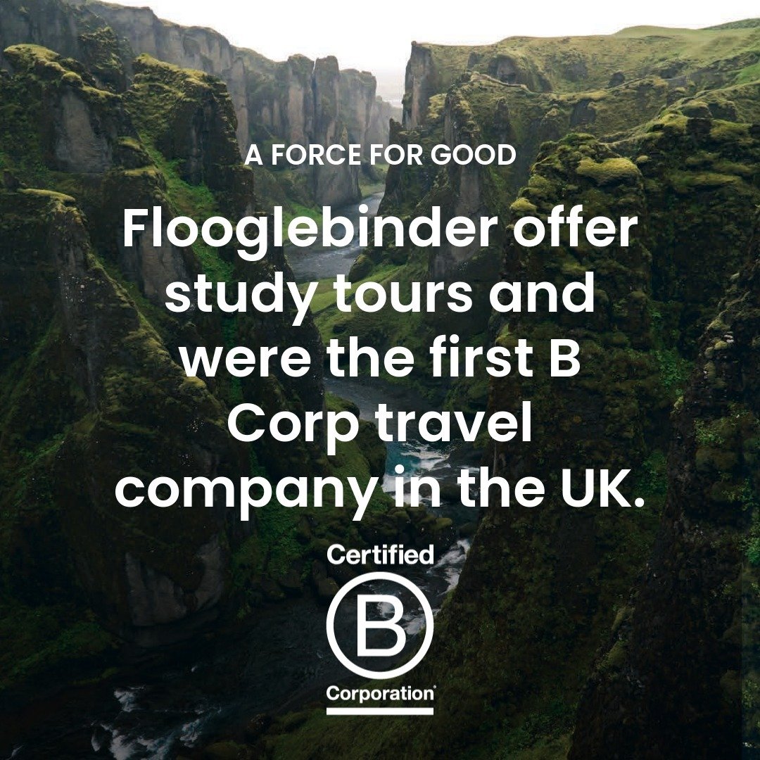 Did we mention we are a B Corp? Flooglebinder are student travel experts and a certified B Corporation with tour experience worldwide. We curate sustainable bespoke adventures that incorporate sustainability, conservation and wellness. As a B Corp or