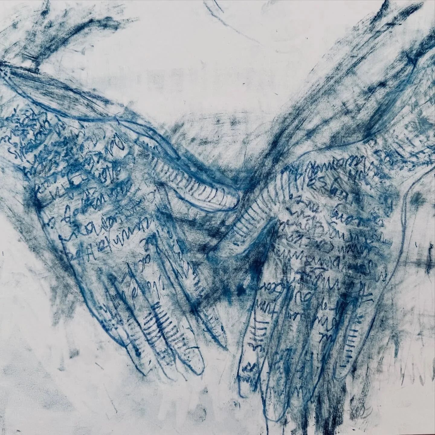 I&rsquo;m drawing hands again. My hands are my mother&rsquo;s hands.
 
I&rsquo;m trying not to ask why. I&rsquo;m following whispers.

Hands that talk, that touch, that hold. 

I&rsquo;m asking myself, &lsquo;What is the simplest way I can express th