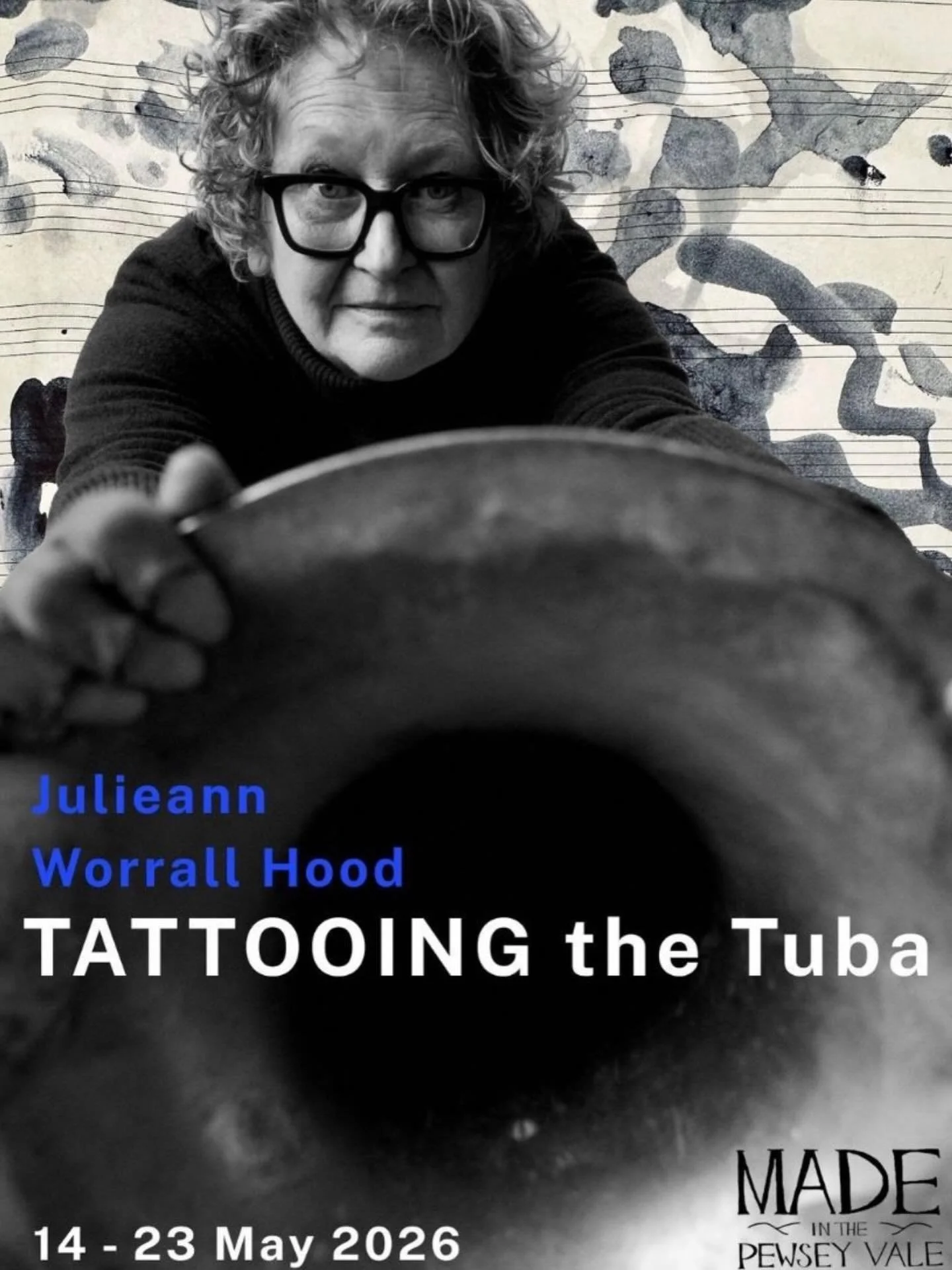 Coming soon to @madeinthepewseyvale 
Big drawings, sound, sculpture and a tattooed tuba!  Plus creative collaborations with composer @_jessfaber  and poet @nickhoodgardens 

Come and see 😎