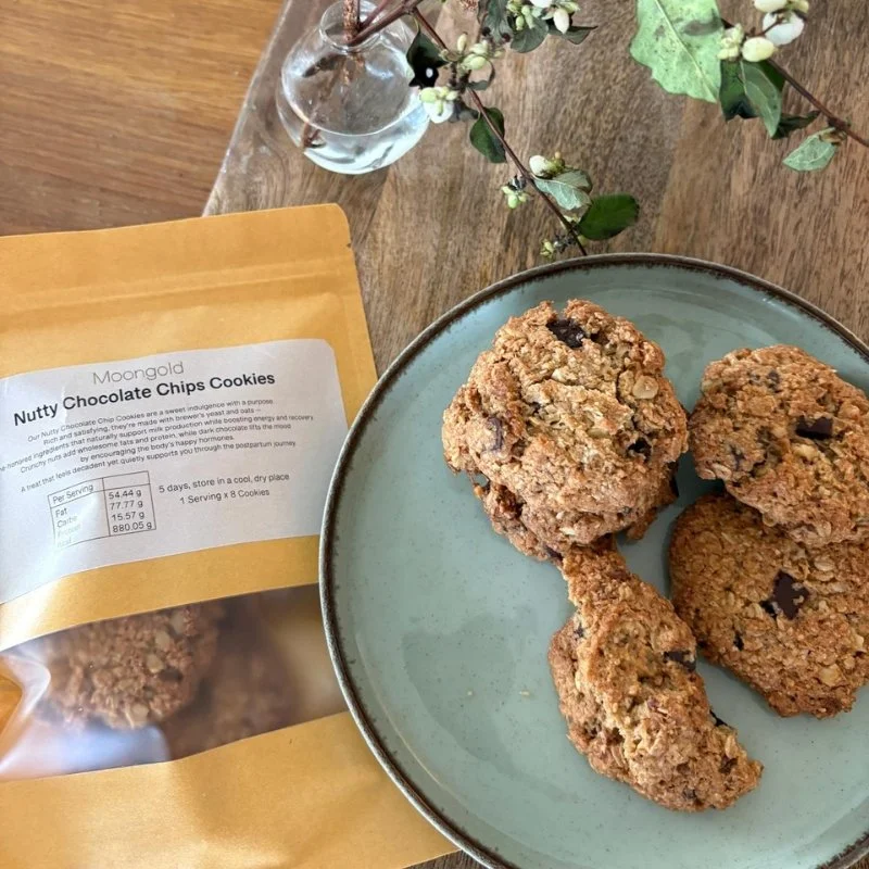 Nutty Chocolate Chip Cookies — breastfeeding support cookies by Moongold, Berlin