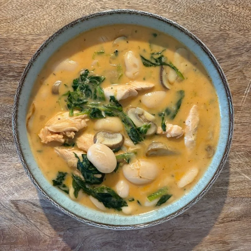 Creamy Chicken Mushroom Stew — warming postpartum recovery meal by Moongold, Berlin