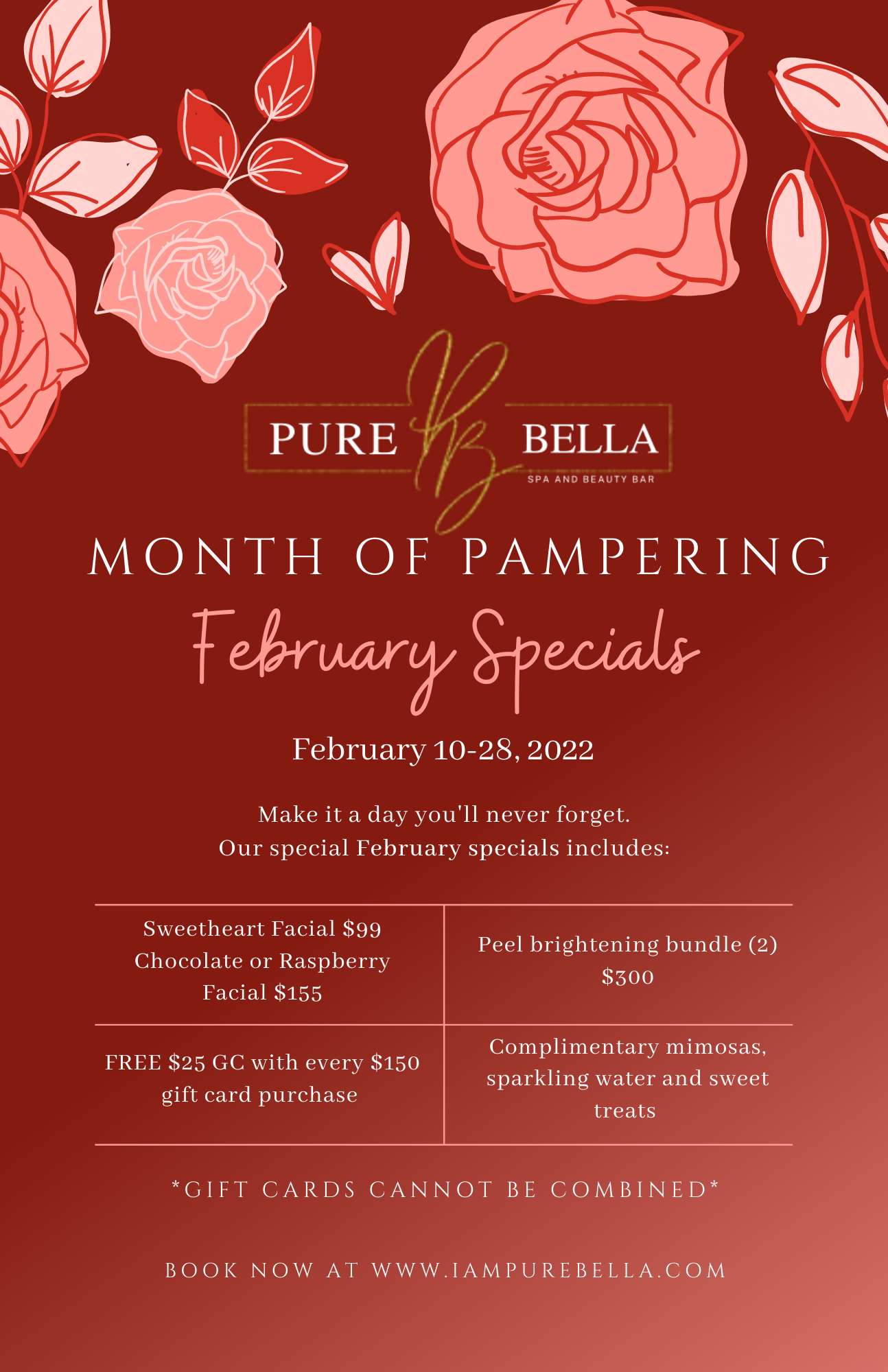 Business flyer for Pure Bella