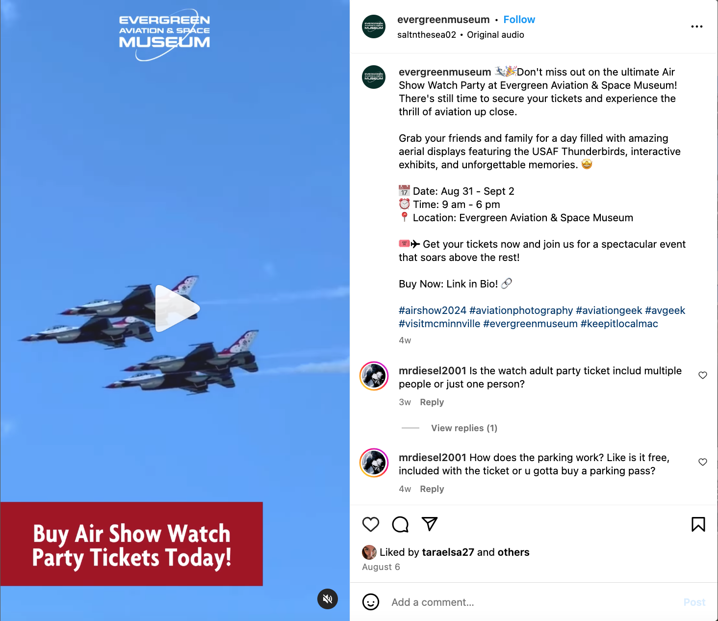 Evergreen Museum reel promoting the annual Air Show Watch Party
