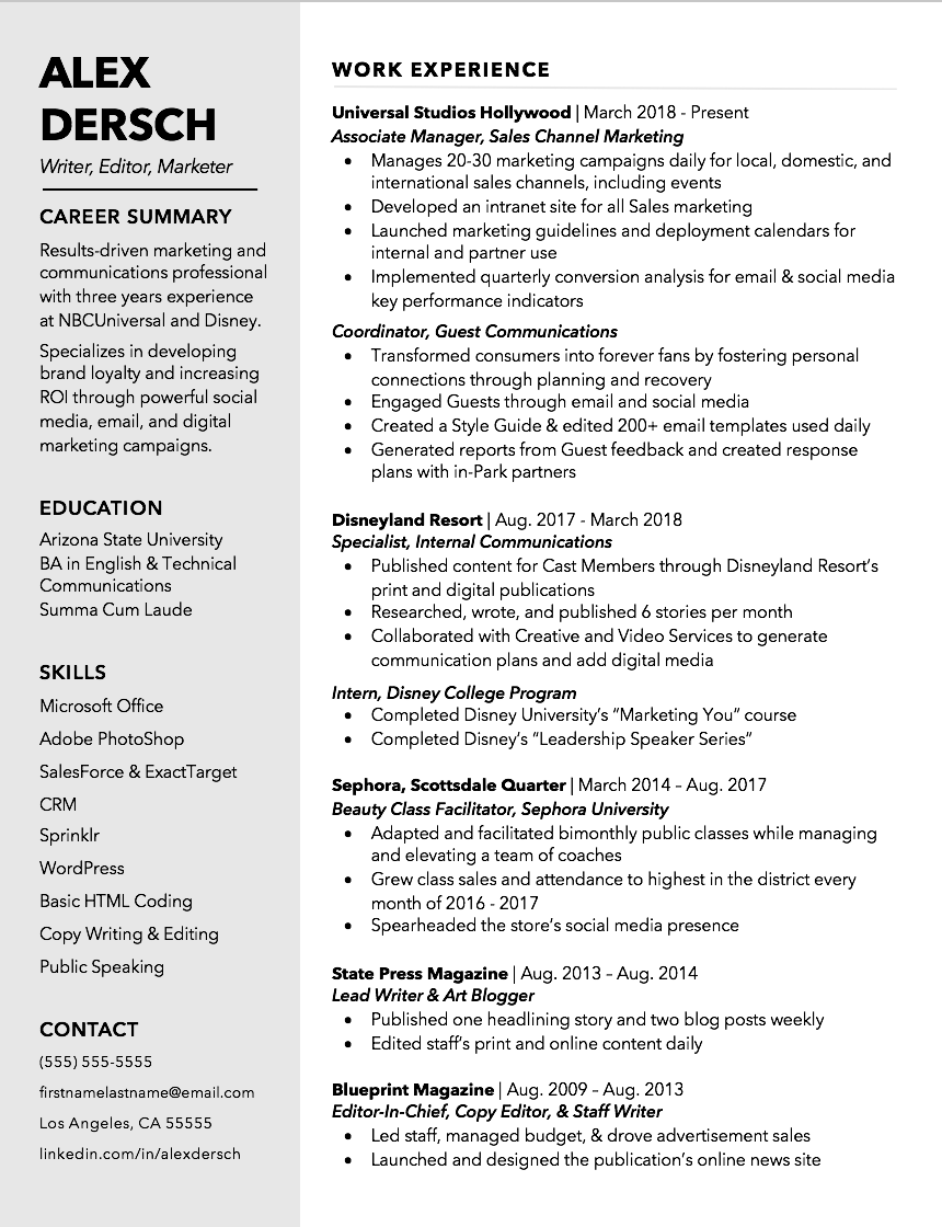 Resume Example 1