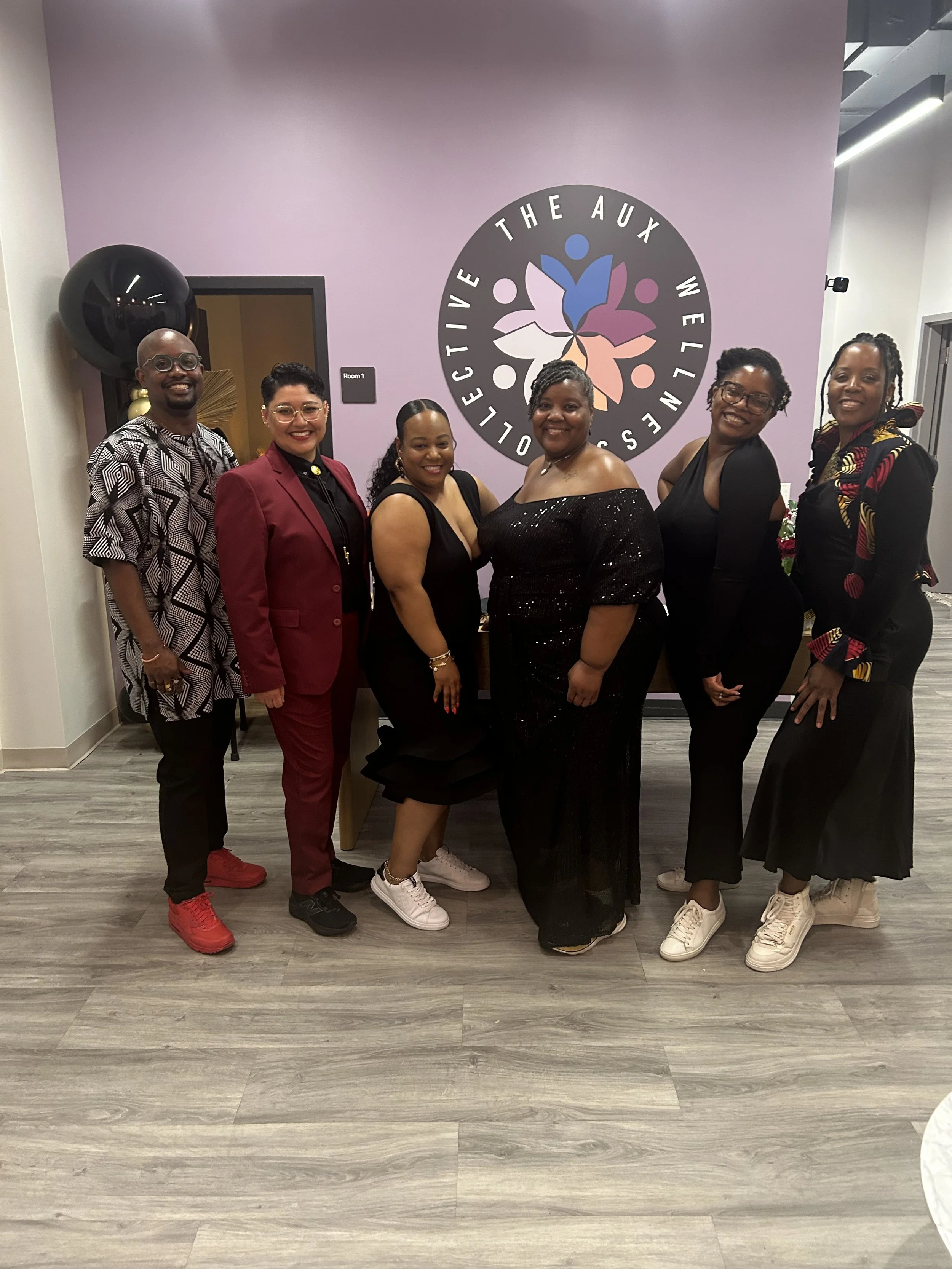Members of the AUX Wellness Collective at the Sneaker Soiree one year anniversary of the AUX Building. 