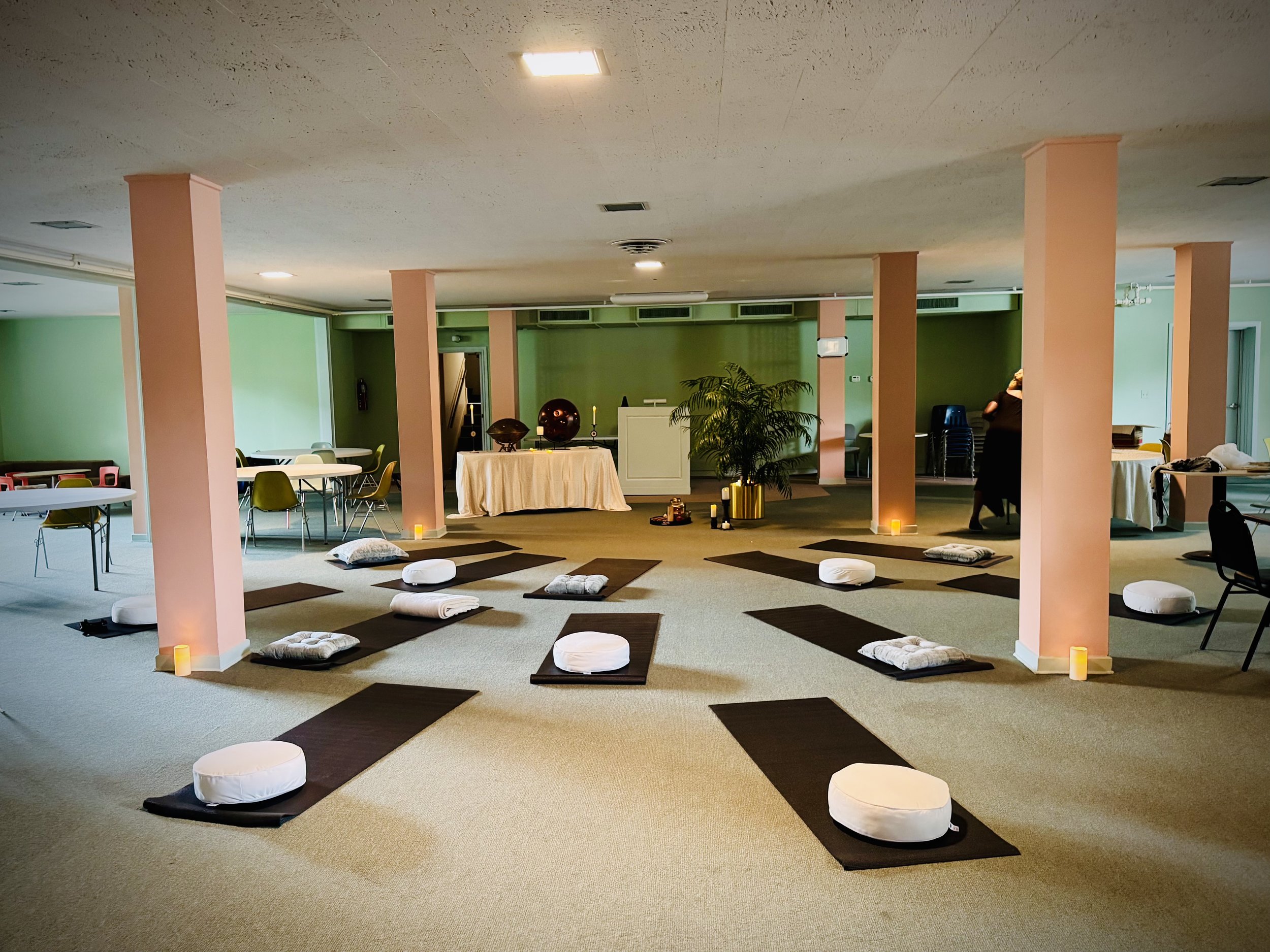 Inside the church on Hurd Ave in Evanston IL Yoga, sound healing and vibrational sound therapy.