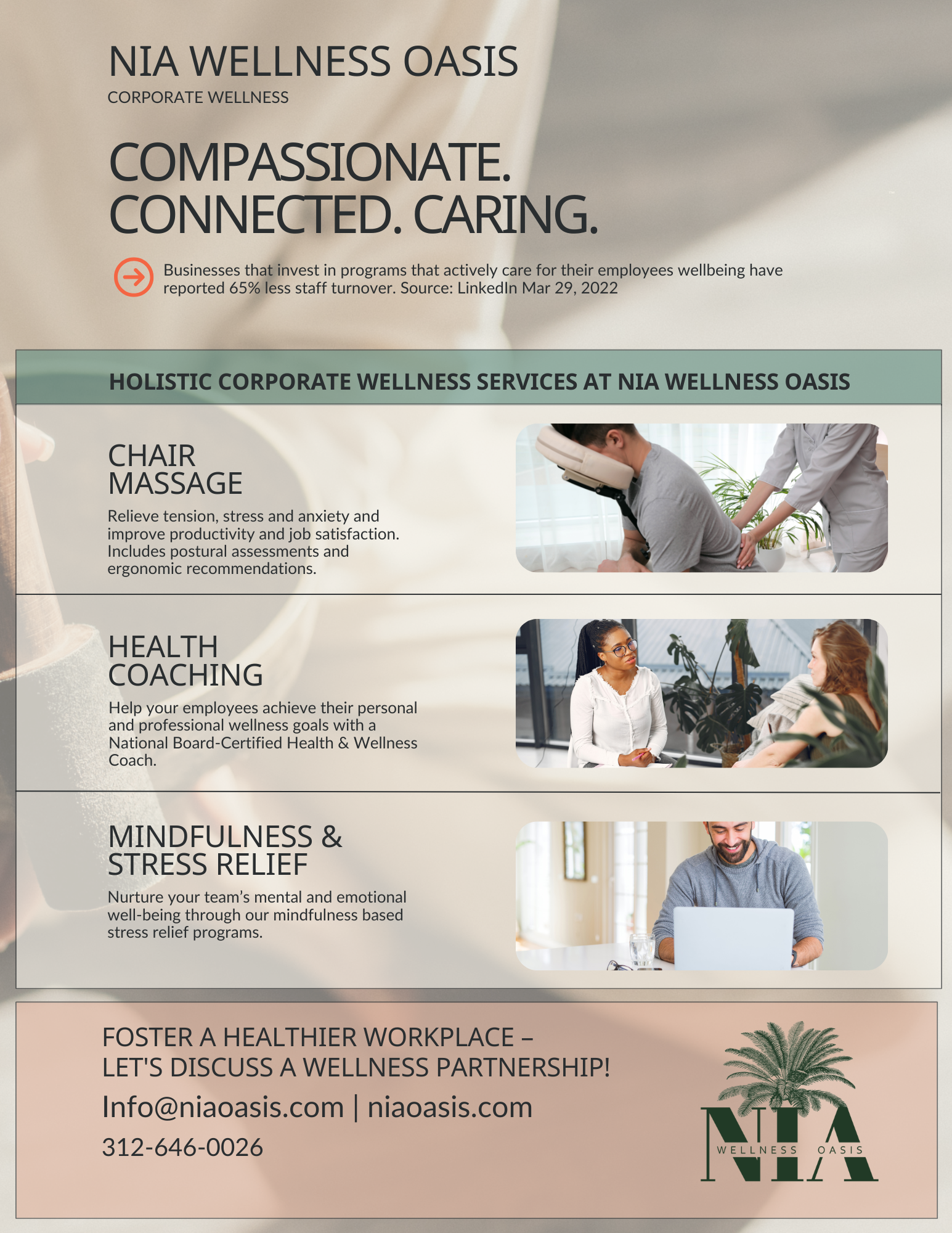 Workplace wellness, corporate events, chair massage, health coaching, mindfulness and stress relief