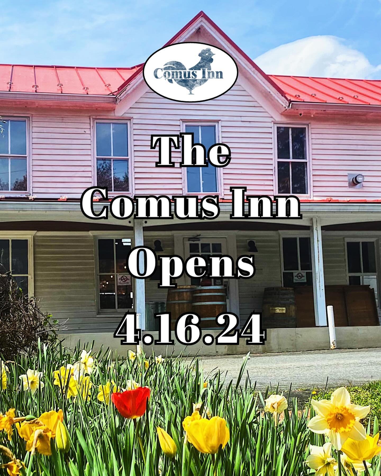 We are so excited to announce the opening of our main dining room on Tuesday, April 16th. 
Join us Tuesday - Friday at 4pm, Saturday &amp; Sunday at 11am!
Reservations are available now via  @OpenTable 📕 or our website thecomusinn.com! 
#sugarloafmo