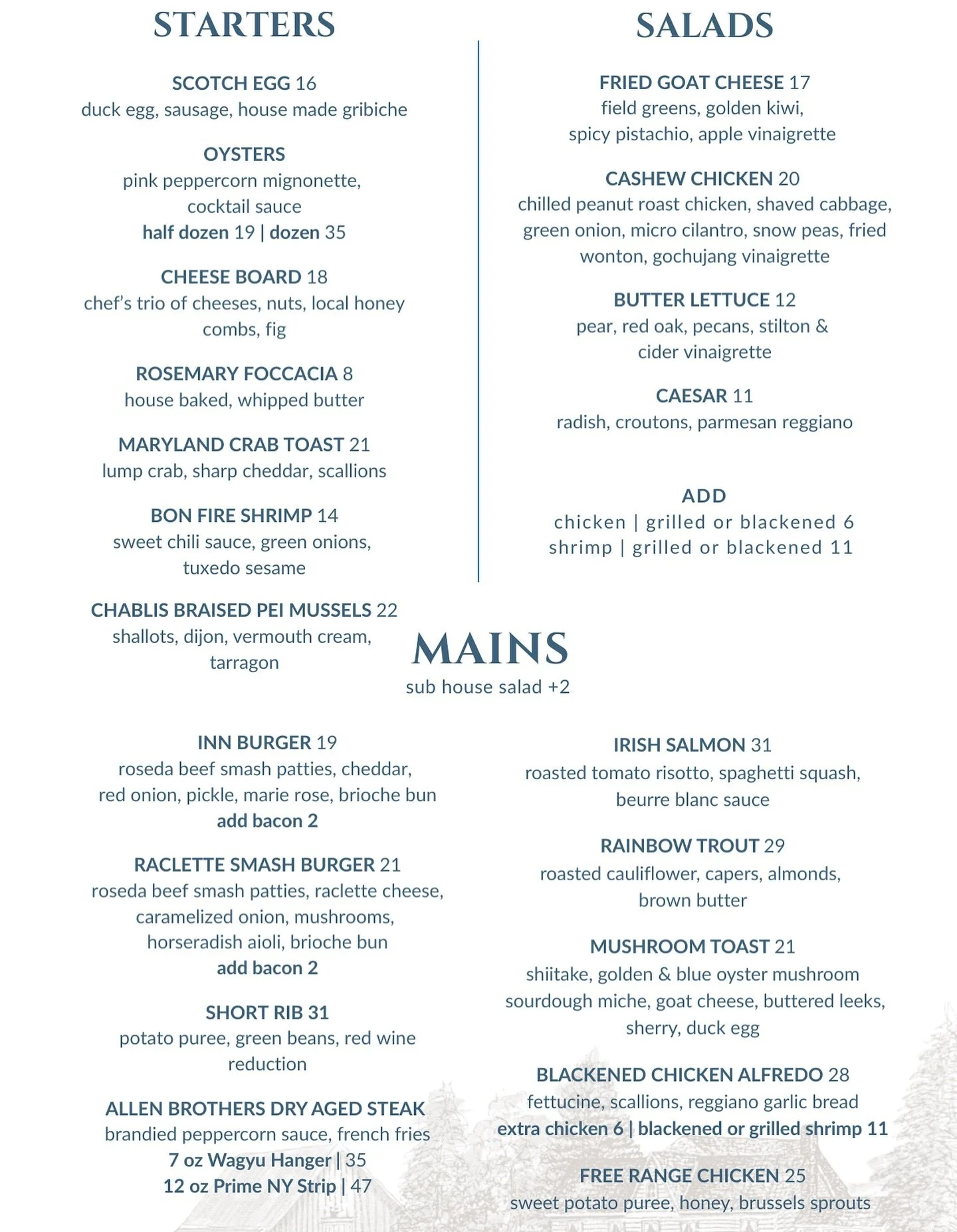 Fall flavors have arrived at Comus 🍁 From hearty mains to rich, comforting bites our new seasonal menu is all about slowing down and savoring the season. 
#ComusInn #FallMenu #MarylandEats #FarmToTable