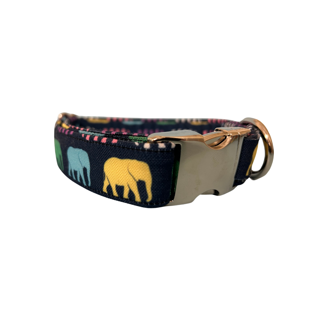A dog collar with elephant print