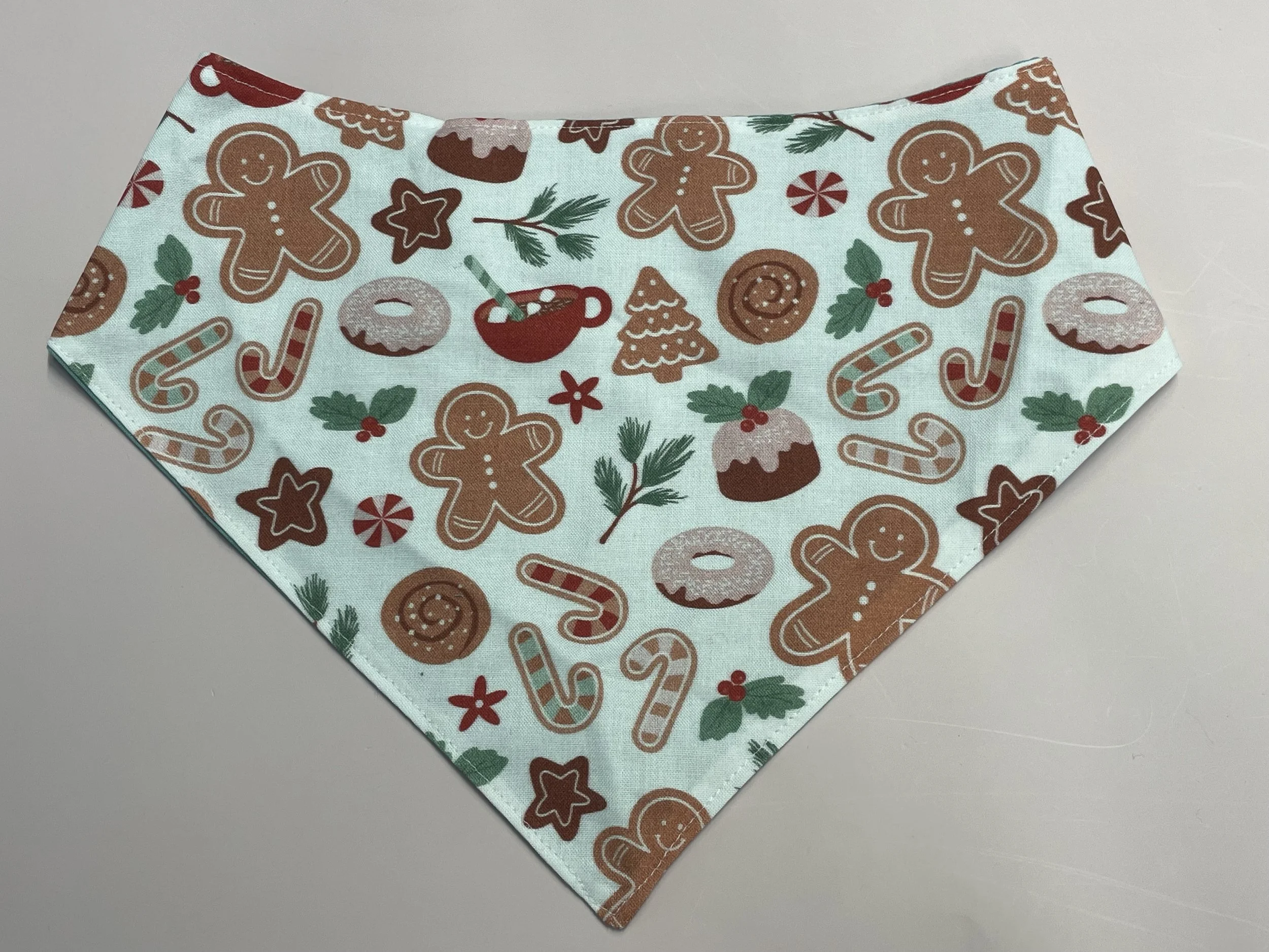 Holiday sweet treats on white bandana.jpeg
