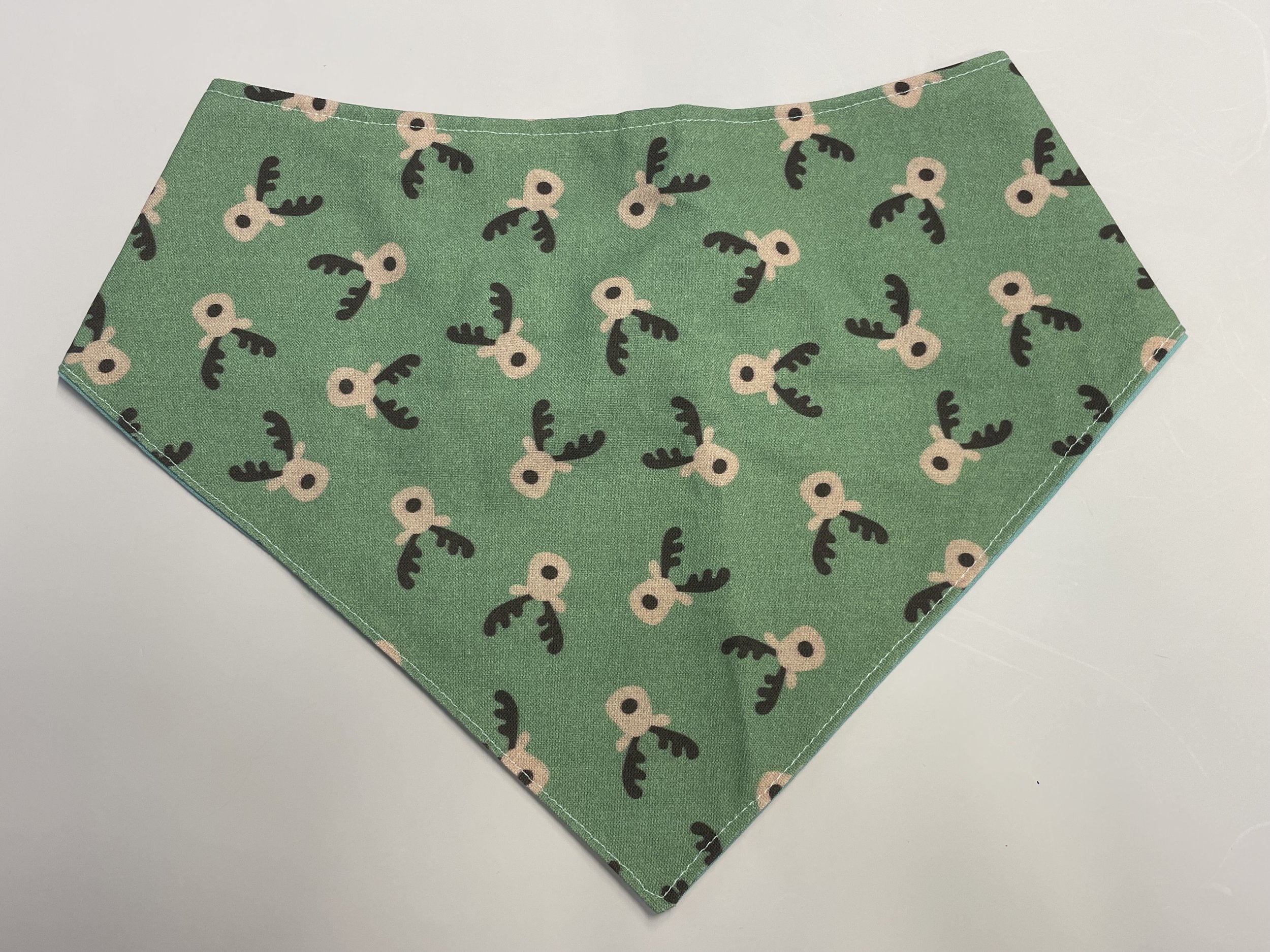 Holiday reindeer on green bandana.jpeg