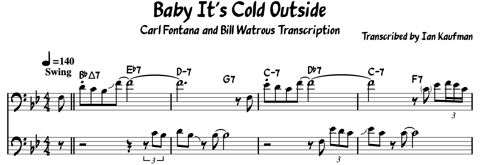 Baby It's Cold Outside: Bill Watrous and Carl Fontana Transcription