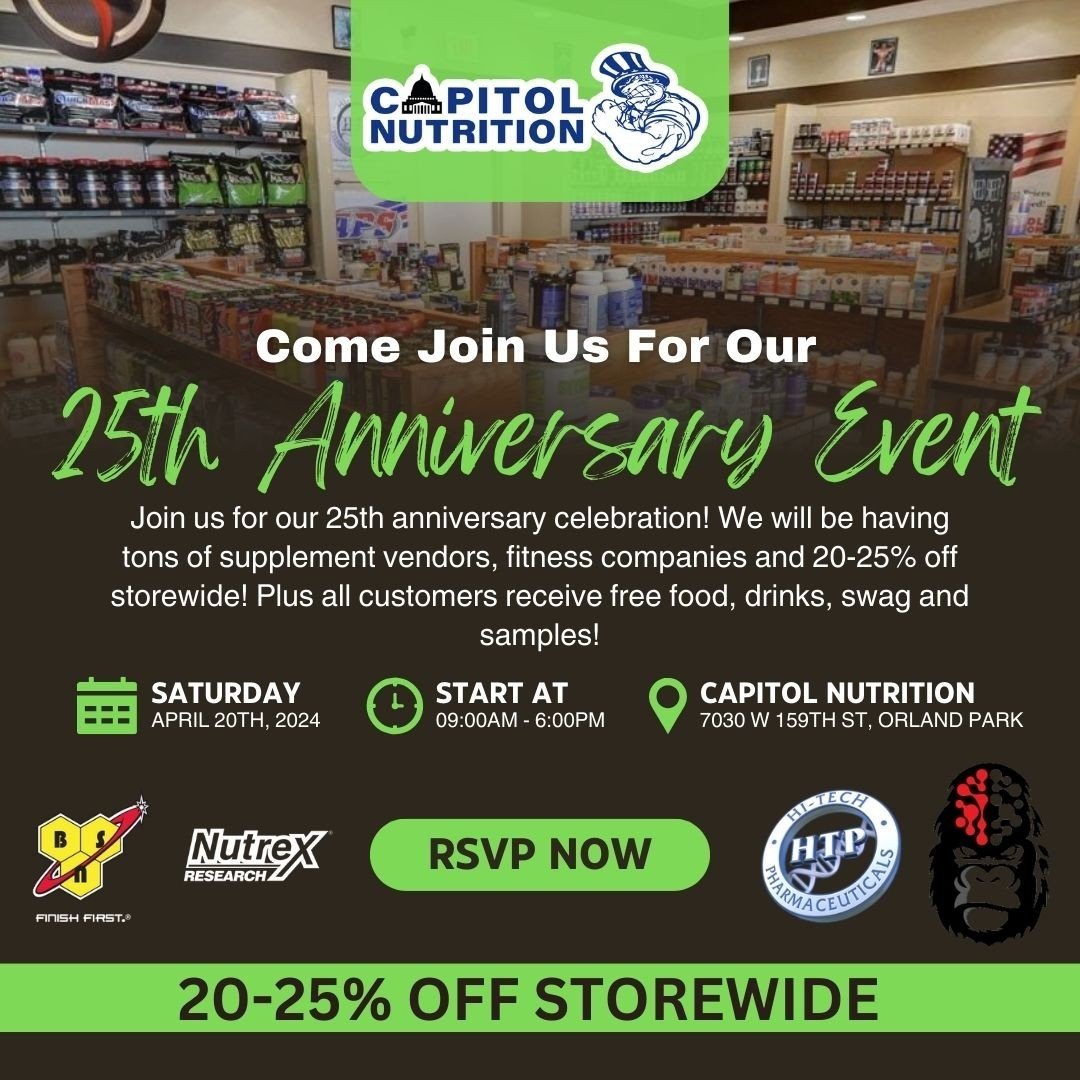 🎉 Tomorrow is the Big Day 🎉⁠
⁠
✅ 25th Anniversary Celebration &amp; Sale⁠
✅ 20-25% OFF Store Wide⁠
✅ Food, Samples, Swag and More⁠
⁠
#orlandpark #tinleypark #palospark #paloshills #cookcounty #oakforest #supplementwarehouse #capitolnutrition #chito