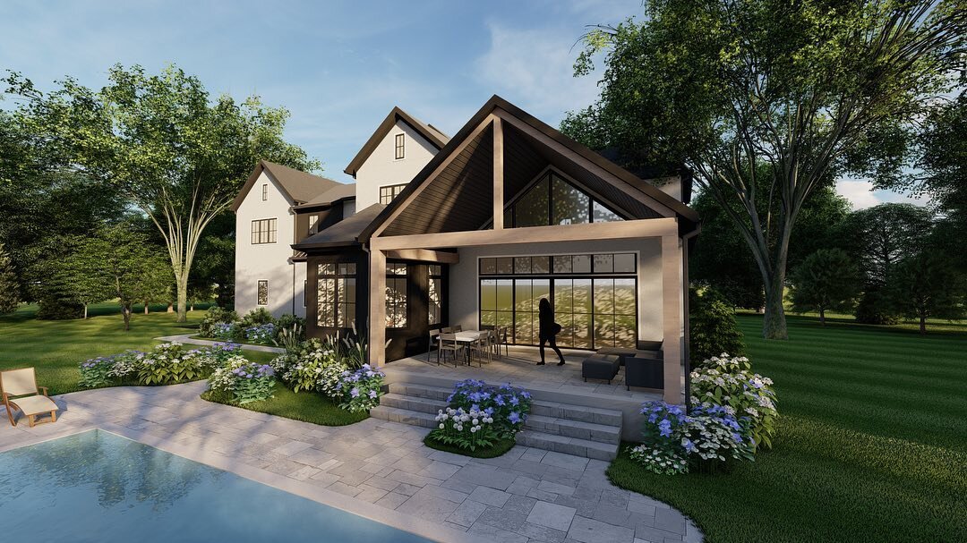 Things to look forward to when the clocks get set forward again: 

This outdoor oasis is on its way for approvals and getting shovels in the ground shortly after!
 
We love this clean crisp design. The black and white scheme is complimented by warm w